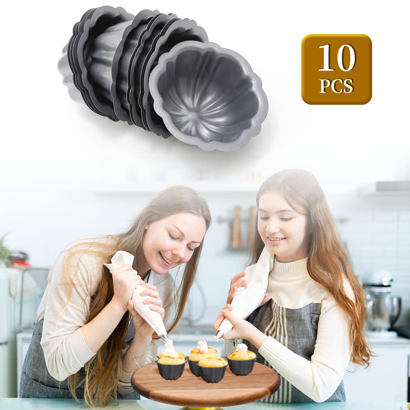 Lidscura 10 Pcs Bundt Cake Pan For Baking, 5.90X5.90X3.93 Inch Nonstick Moldes Para Pasteles, Mini Jello Mold, Heavy Duty Carbon