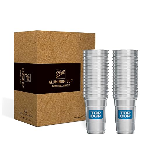 Ball Aluminum Cup 20 oz Recyclable Party Cups, 30 Count, Durable Aluminum, 20 oz Ball Logo
