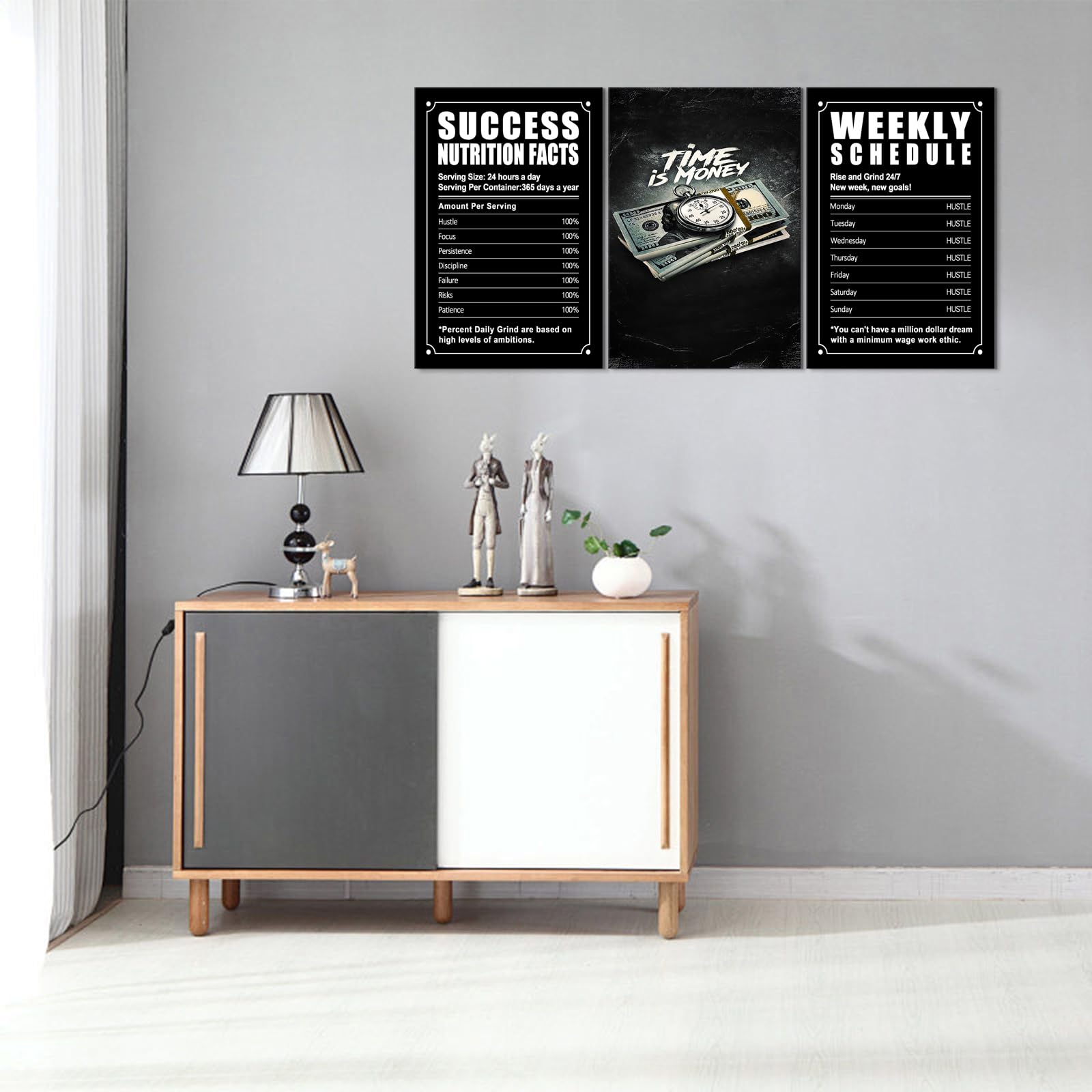 Kawahone Success Nutrition Facts, Time Is Money, Inspirational Wall Art - Motivational Quotes Canvas Decor -Hustle Weekly Schedu