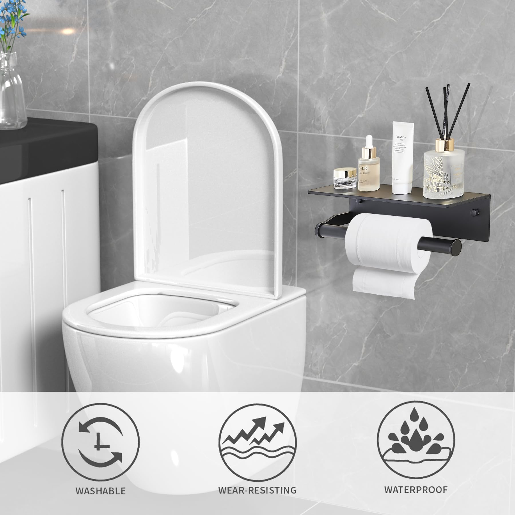 Dr.Dj Toilet Paper Holder With Shelf, Thick Paper Towel Holder For Bathroom Organizer & Storage Wall Mount, Rv Toilet Paper Hold