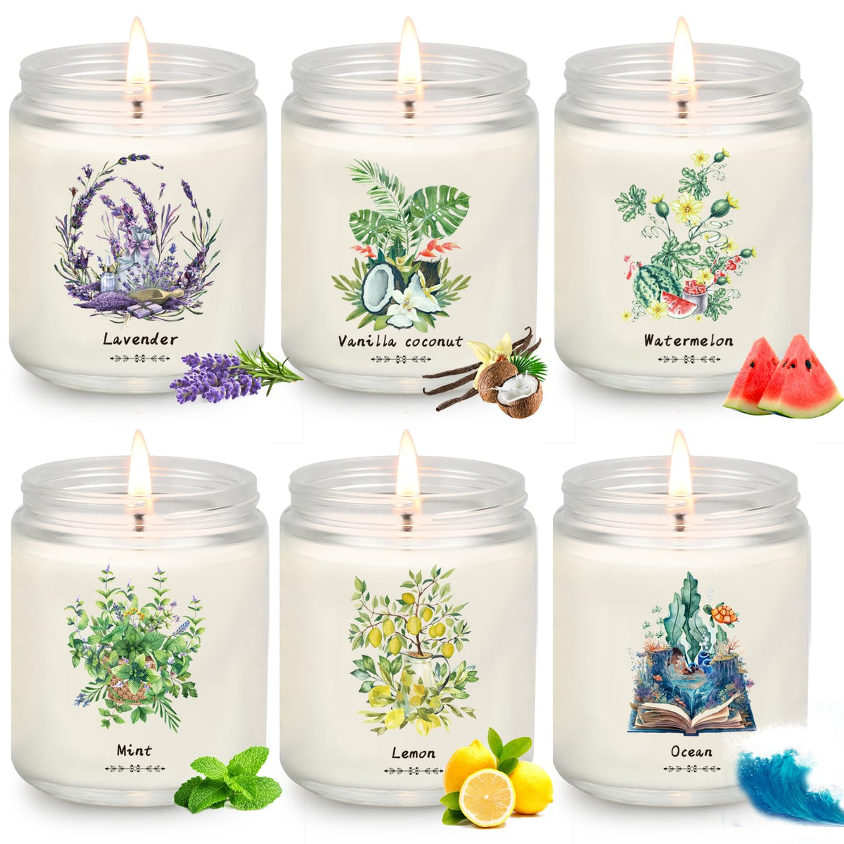 6 Pack Candles for Home Scented, Aromatherapy Candle Gift Set for Women, 37.8oz Natural Soy Wax Long Lasting Candle Set Gifts fo