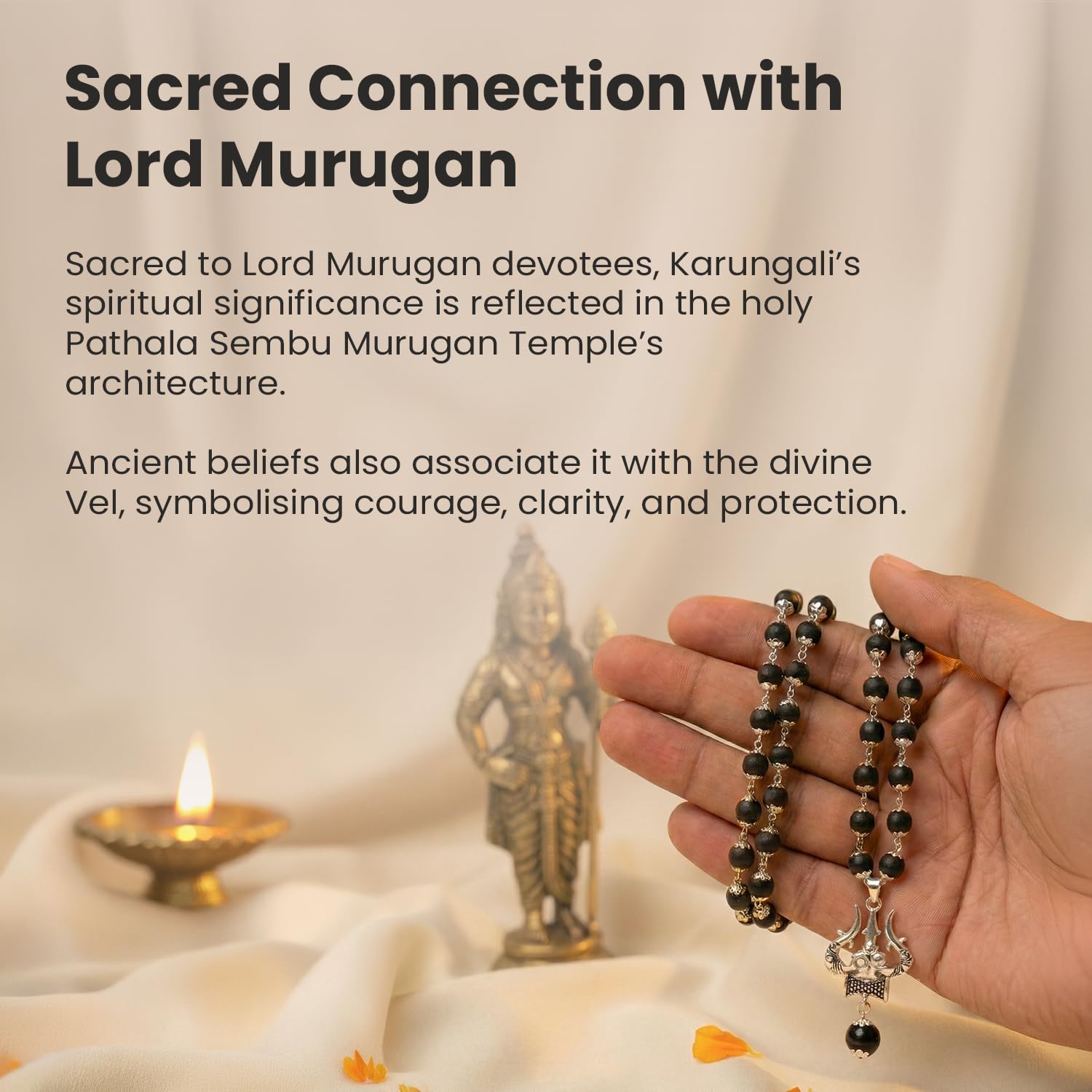 7Mm Karungali Mala With Om Brass Pendant