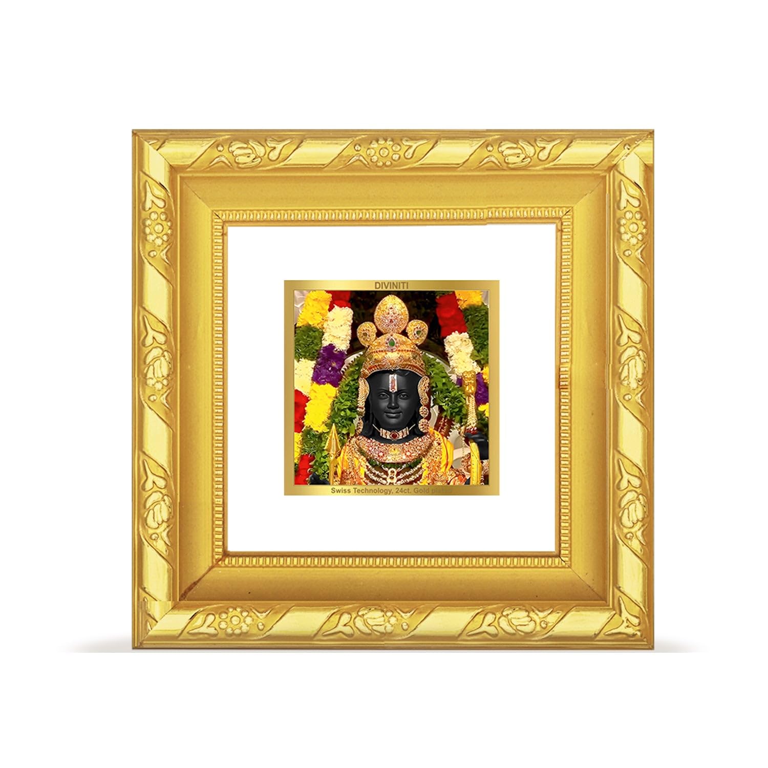 Diviniti 24K Gold Plated Ram Lalla Photo Frame For Home Decor, Table Tops & Puja Room | Dg Frame 103 Size 1A With 24K Gold Plate