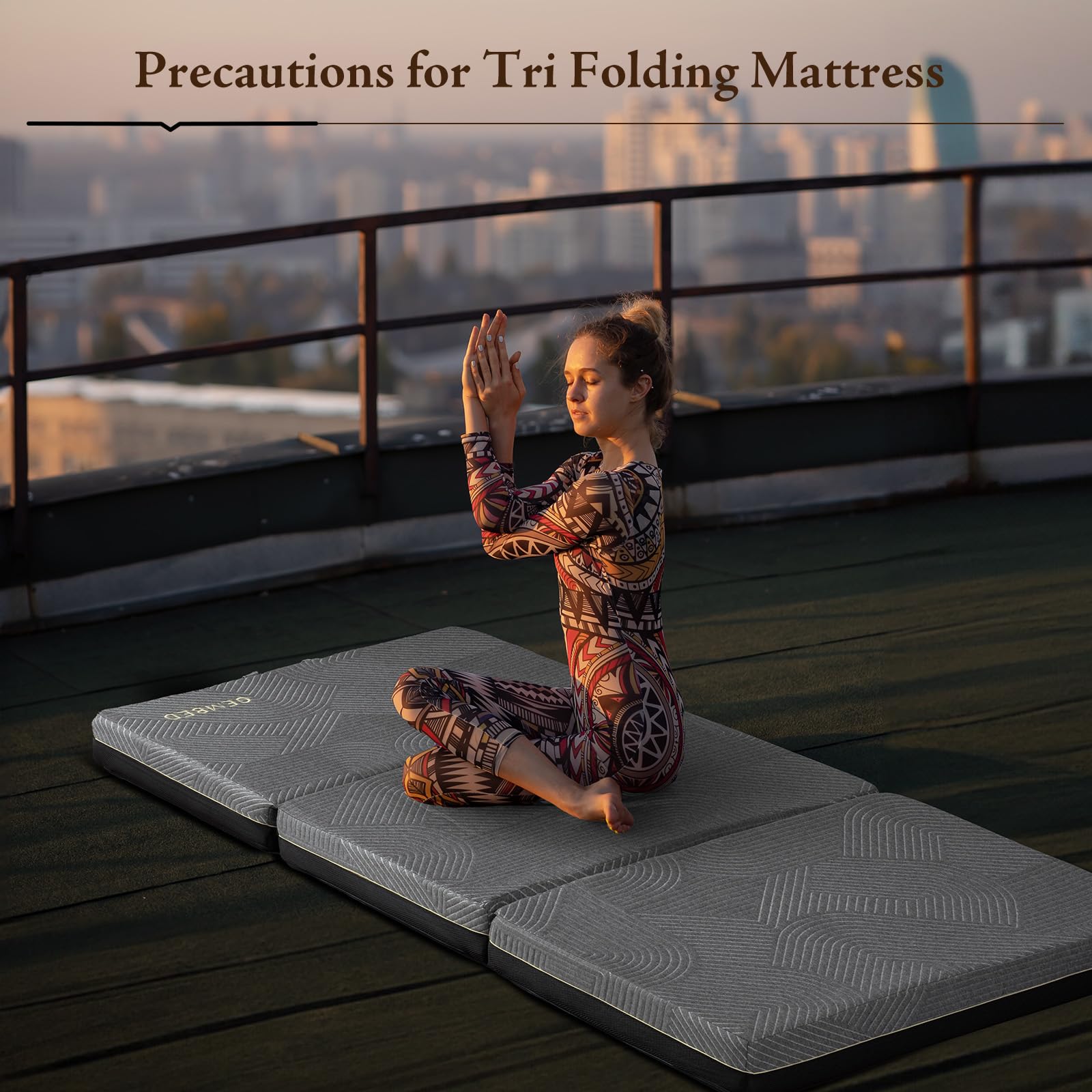 Gembed Tri Folding Mattress Full Size - Memory Foam Tri-Fold Mattress, Handle & Non-Slip Bottom, Portable Foldable Sofa Bed Floo