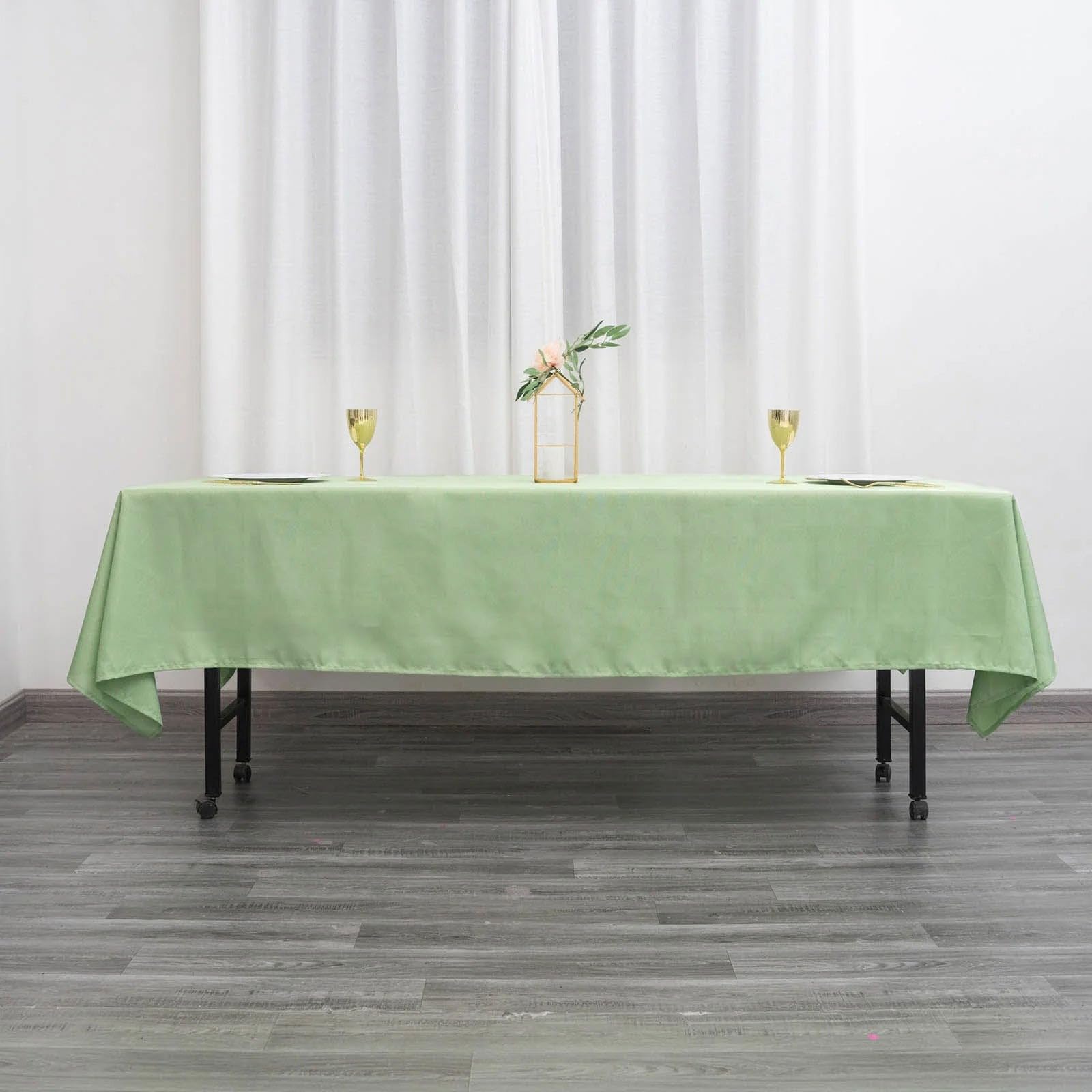 Balsacircle 60X102-Inch Sage Green Rectangle Polyester Tablecloth Table Cover Linens For Wedding Party Events Kitchen Dining