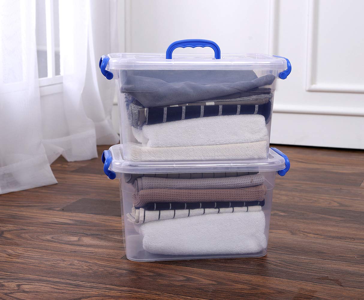 ZHENFAN 6-Pack Clear Storage Box 7 Quart  Plastic Storage Latch Bins with Handle 6.5 Liter