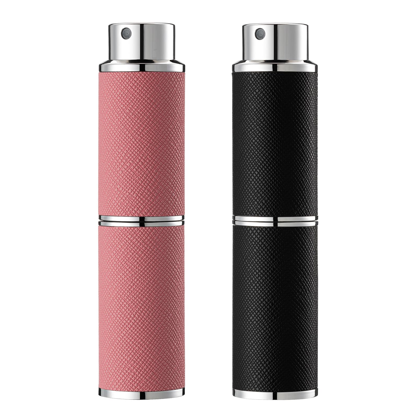 Owlyee 2Pcs Perfume Atomizer, 8Ml Leather Empty Cologne Sprayer, Mini Perfume Spray Bottle For Travel (Black, Pink)