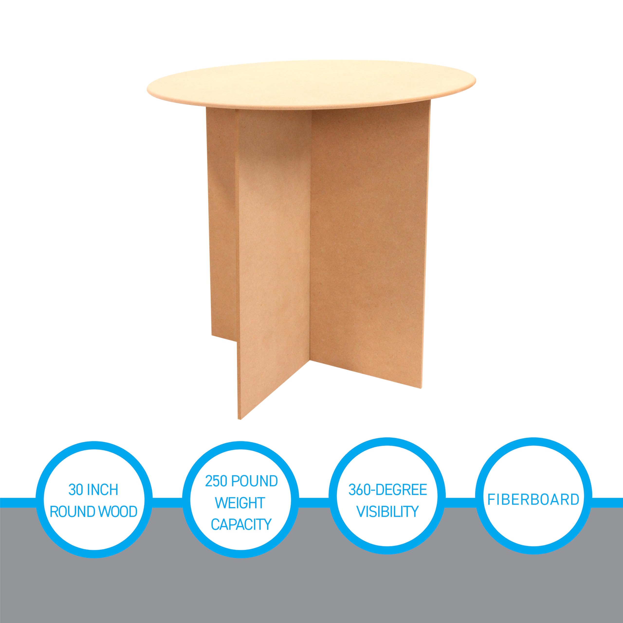 Sswbasics 30 Inch Round Wood Display Table - 250 Pound Weight Capacity - Medium Density Fiberboard - Compatible With Round Table