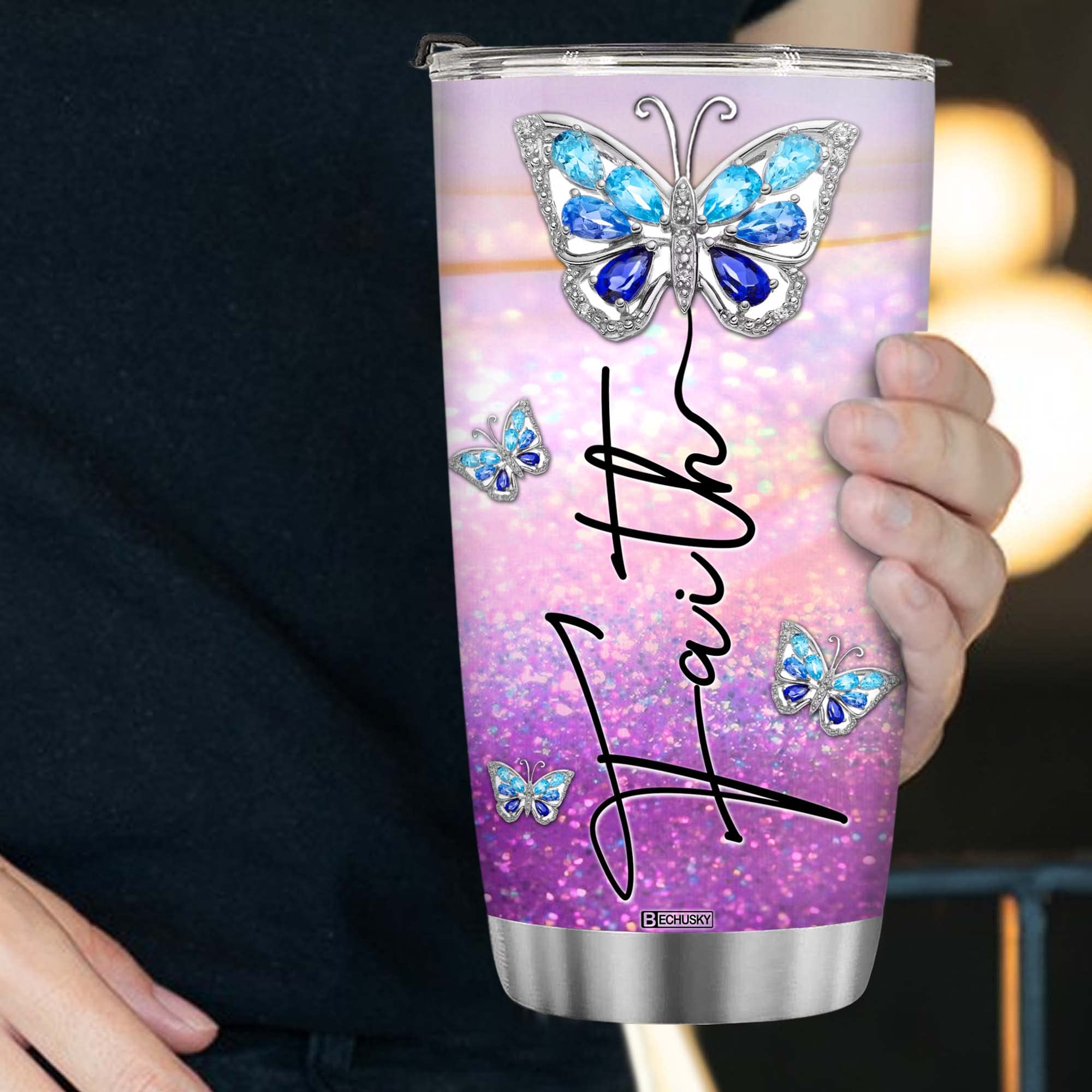 Bechusky Personalized Christian Tumbler Cross Jewelry Christian Gifts For Women Faith Tumblers God Says You Are Christian 3D Gif