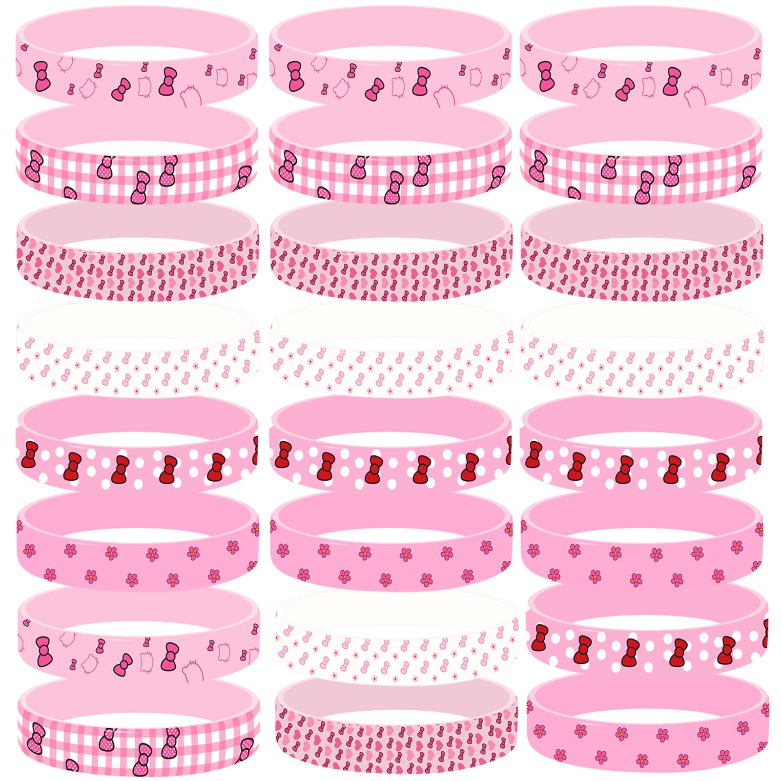 Hello Cat Theme Party Favors,24 Pieces Silicone Bracelets,Birthday Decorations Party Supplies, Goodie Bag Favors Return Gifts fo