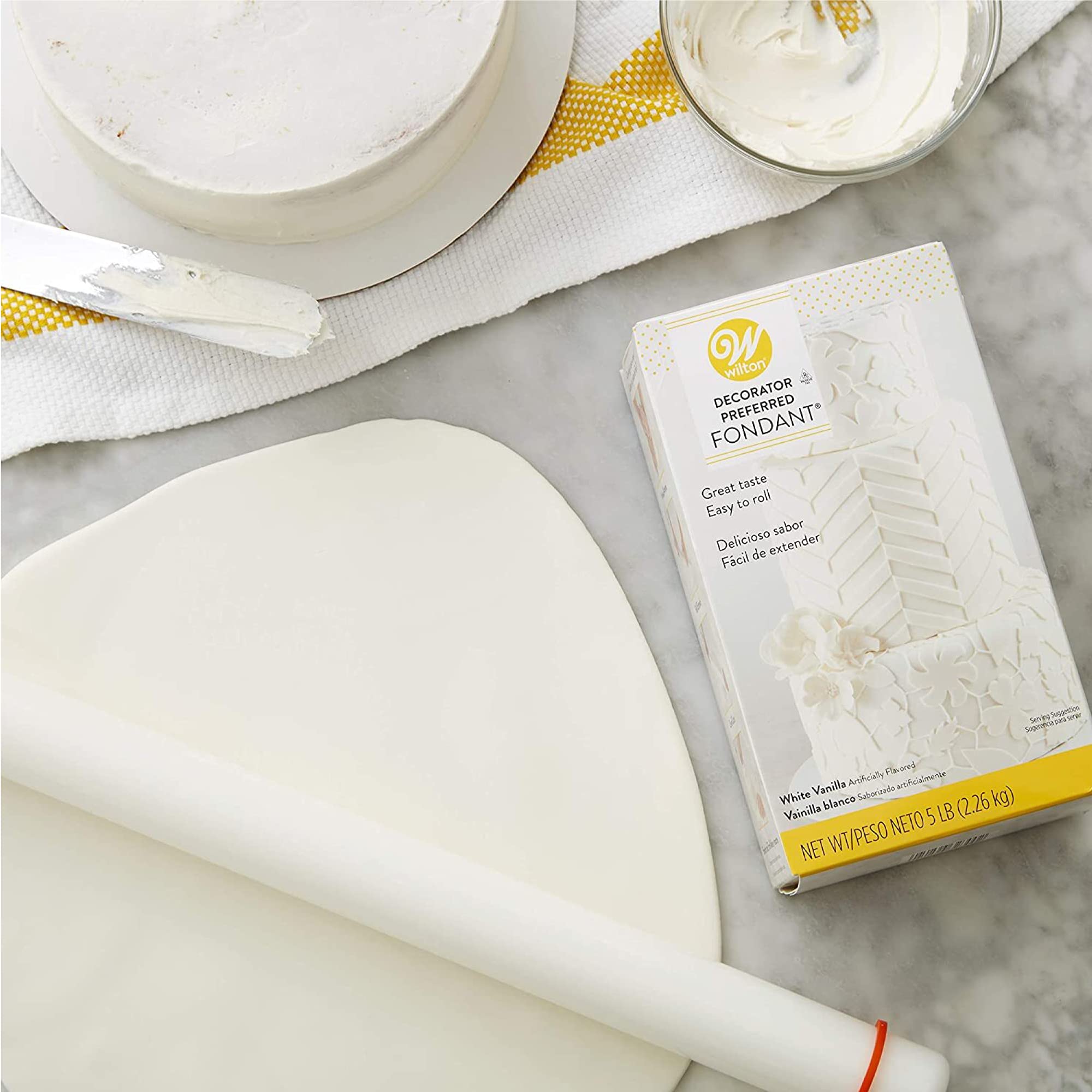 Wilton Large Fondant Rolling Pin with Guide Rings - Fondant Roller Ideal for Rolling Large Amounts of Fondant on Tiered Cakes  20-Inch