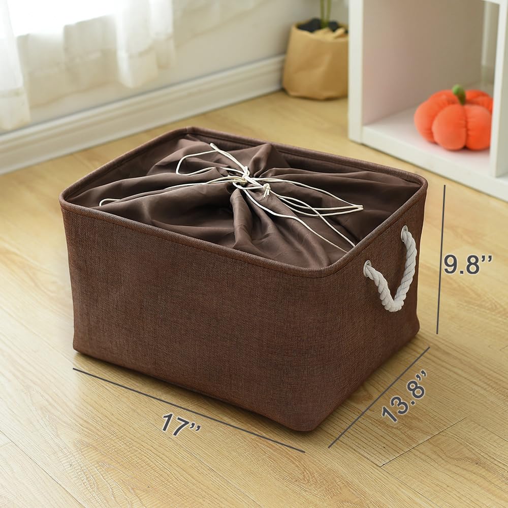 Thewarmhome Organization And Storage Basket For Organizing - 17X14X10 Inch 3 Pack Fabric Storage Cubes, Collapsible Storage Bins