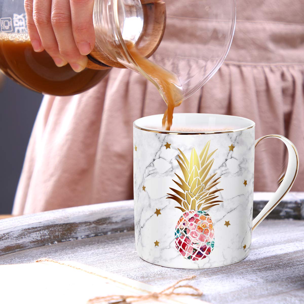 Waveyu Decorative Ceramic Mug For Women Girls, Coffee Mug Cup Design With Handle Decoration With Handle Coffee Tea Cup For Girl