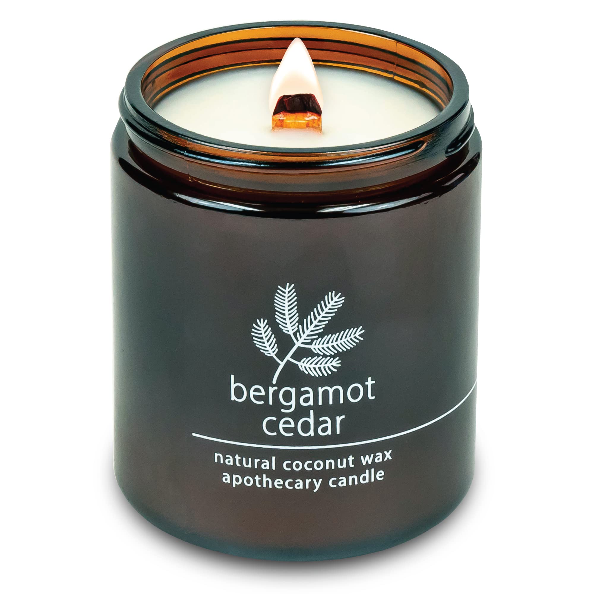 Hemlock Park Crackling Wood Wick Candle Handcrafted with Natural Coconut Wax (Standard 8 oz, Bergamot Cedar)