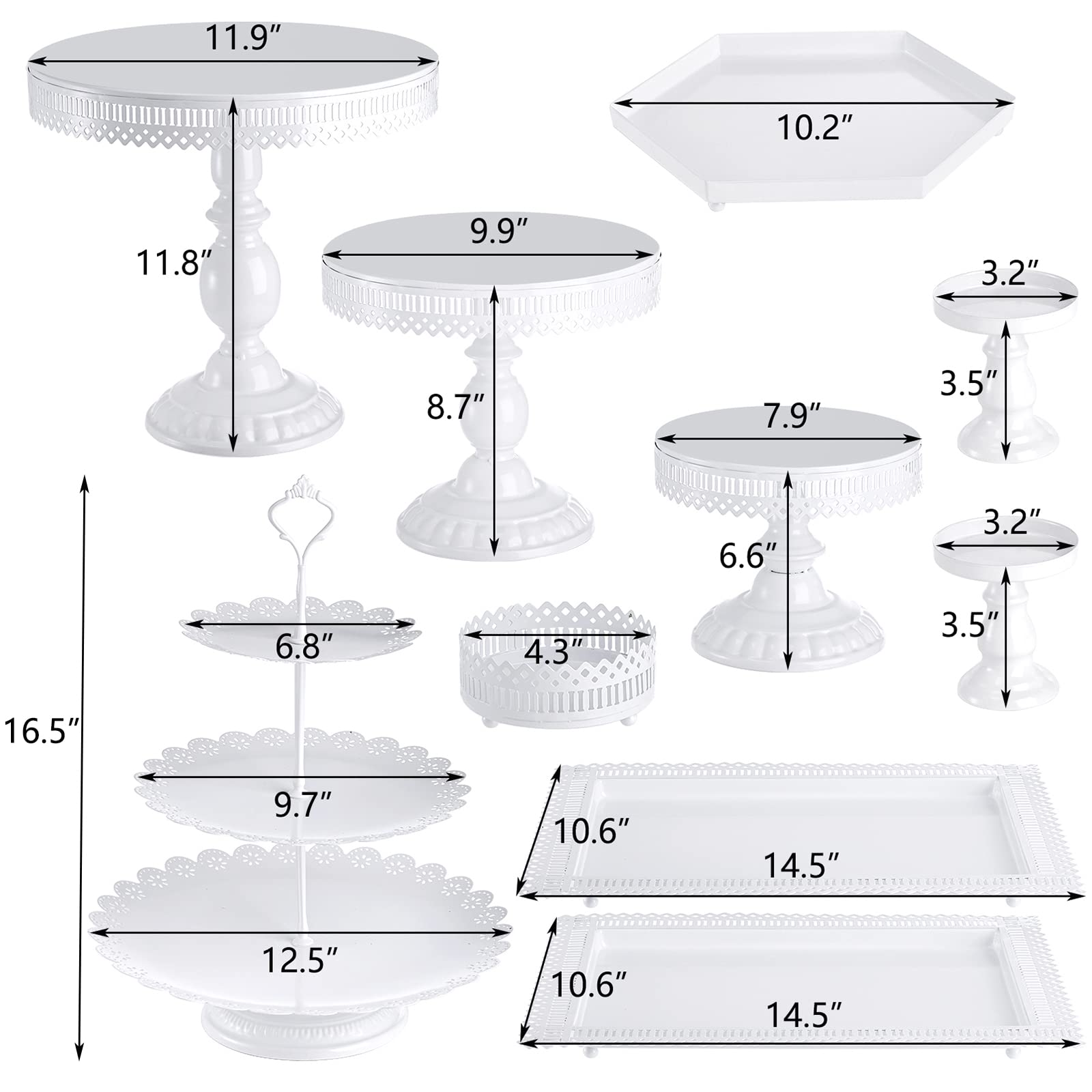 Hedume 10-Set Cake Stands, Metal Cupcake Stand Set With Multiple Combination Styles, Dessert Plate Cake Serving Tray Candy Fruit