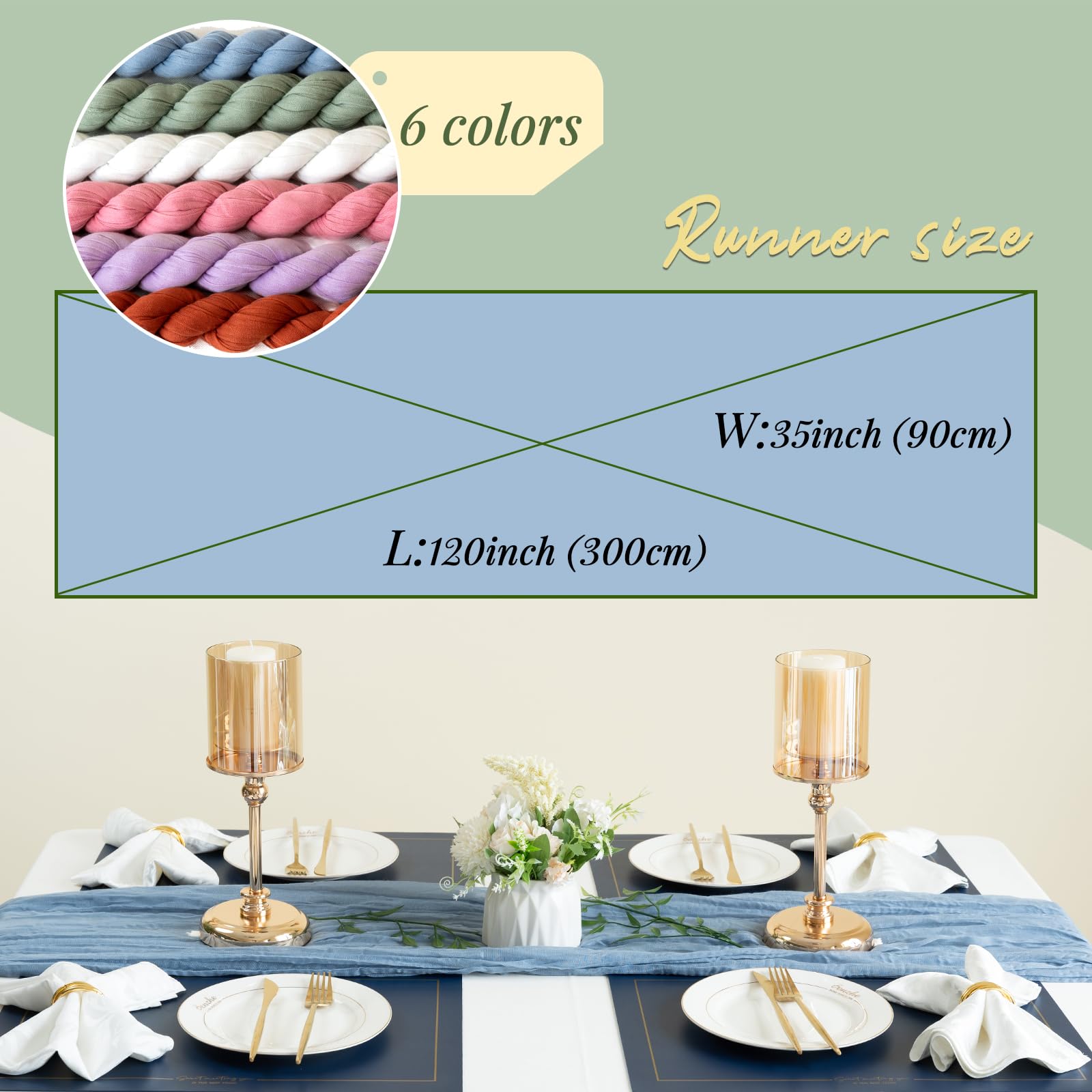 6 Pack Cheesecloth Table Runner 10Ft Boho Rustic Gauze Cheese Cloth Table Runner For Wedding Party Bridal Baby Shower Birthday R