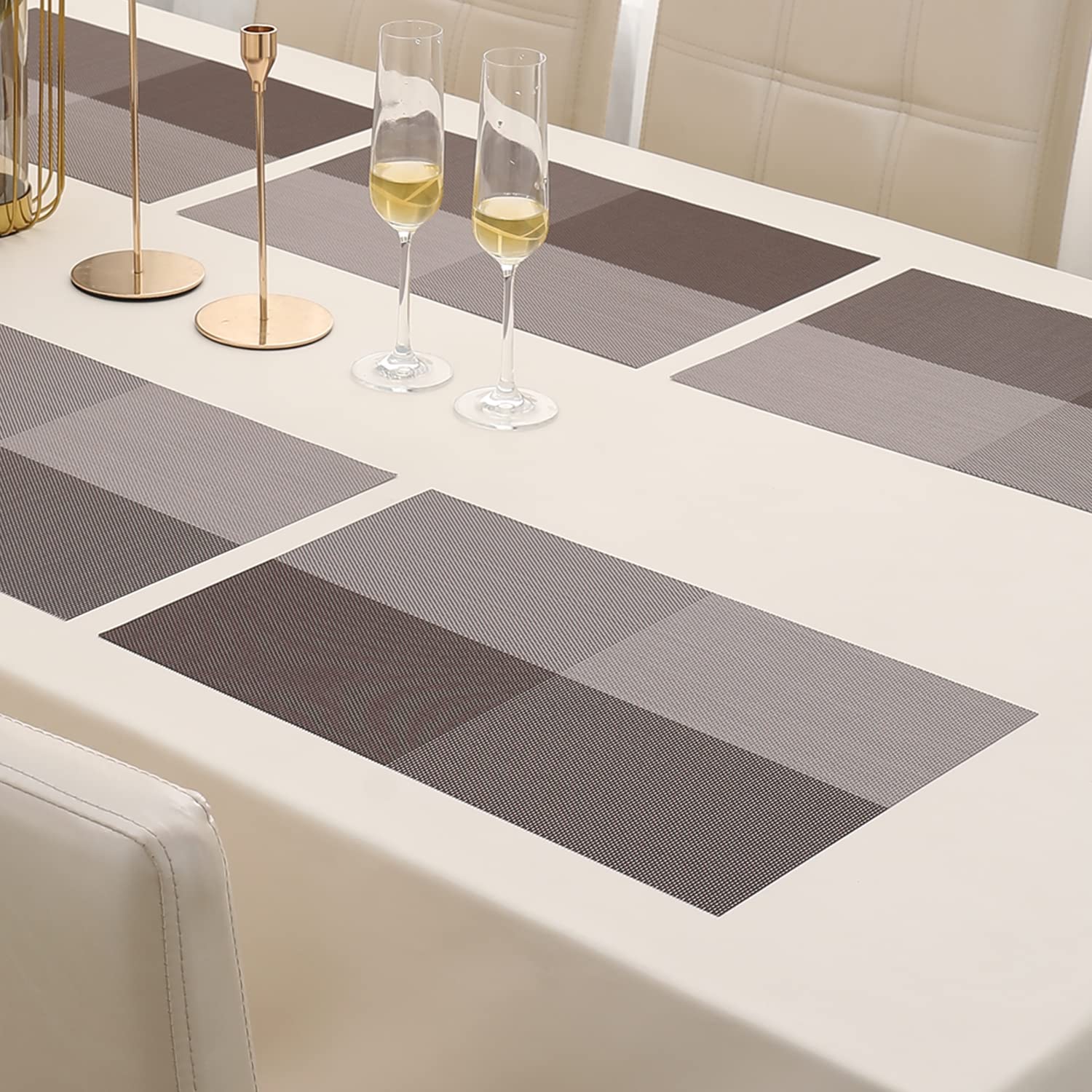 Hokipo Pvc Placemats Set Of 6 Dining Table Mats, 45X30 Cm, Dual Tone