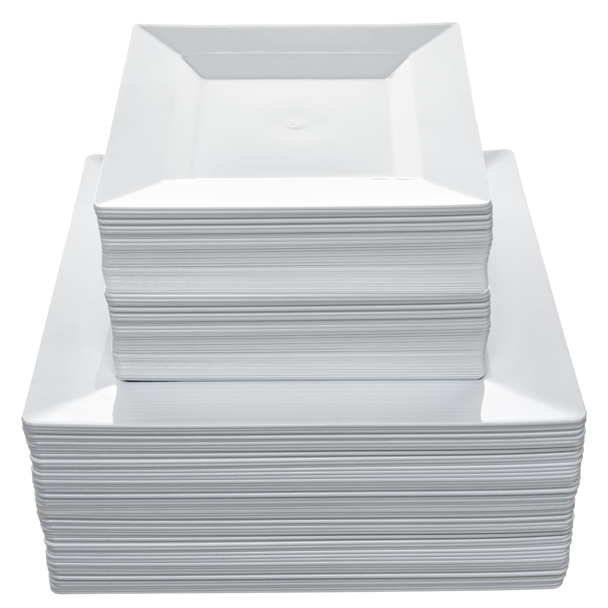 Aya'S Cutlery Kingdom 200 Square Plastic Plates - Heavy Duty Disposable Plates - Includes 100 Dinner Plates (10-Inch) And 100 Sa