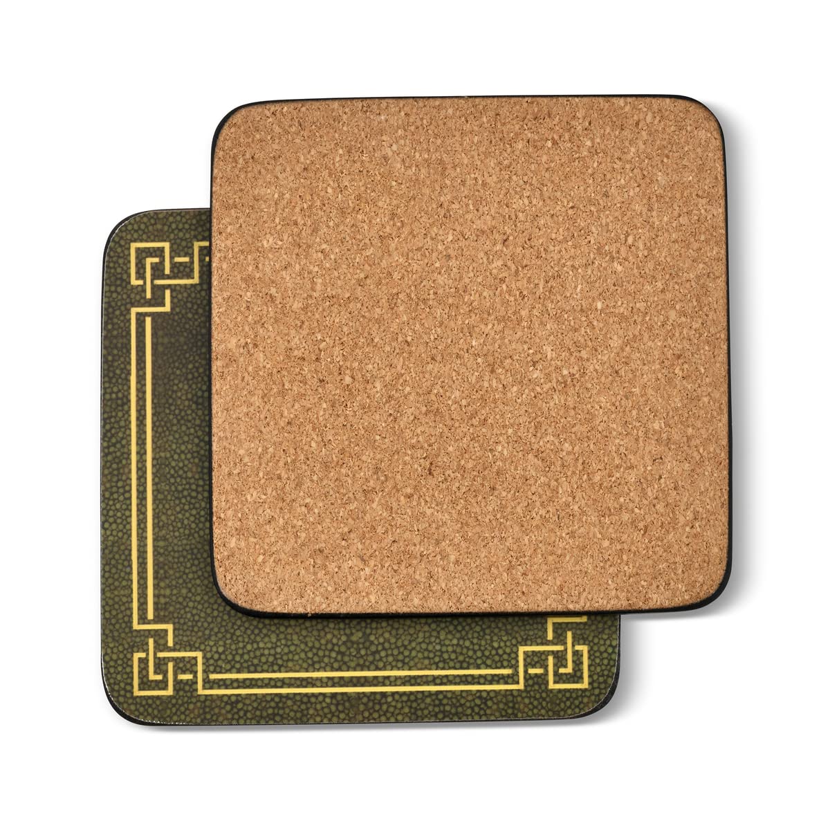 Pimpernel Shagreen Leather Coasters  Set of 6  Cork Backed Board  Heat and Stain Resistant  Drinks Coaster for Tabletop Protection  Measures 4 x 4