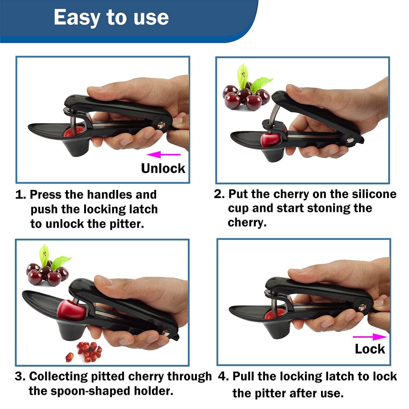 Cherry Pitter Tool Olive Pitter Tool Cherry Pitter Remover, Olive Pitter Tool Fruit Pit Remover Cherry Pitter Remover Portable,