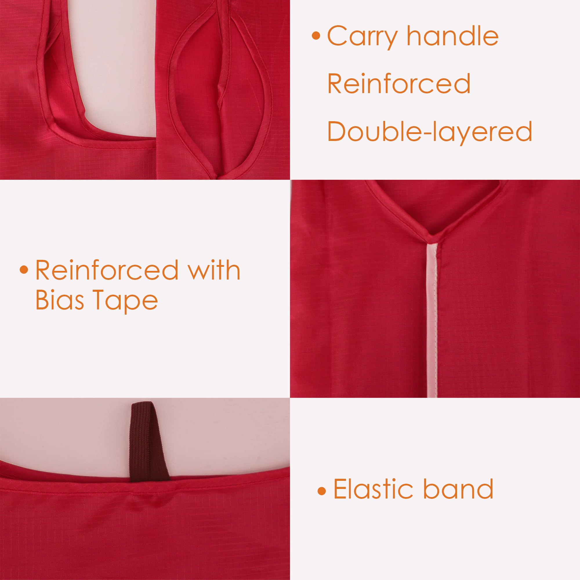 BeeGreen Christmas Red Reusable Shopping Bags Wholesale Reusable Grocery Bags Bulk Foldable-Machine Washable with Zipper Storage