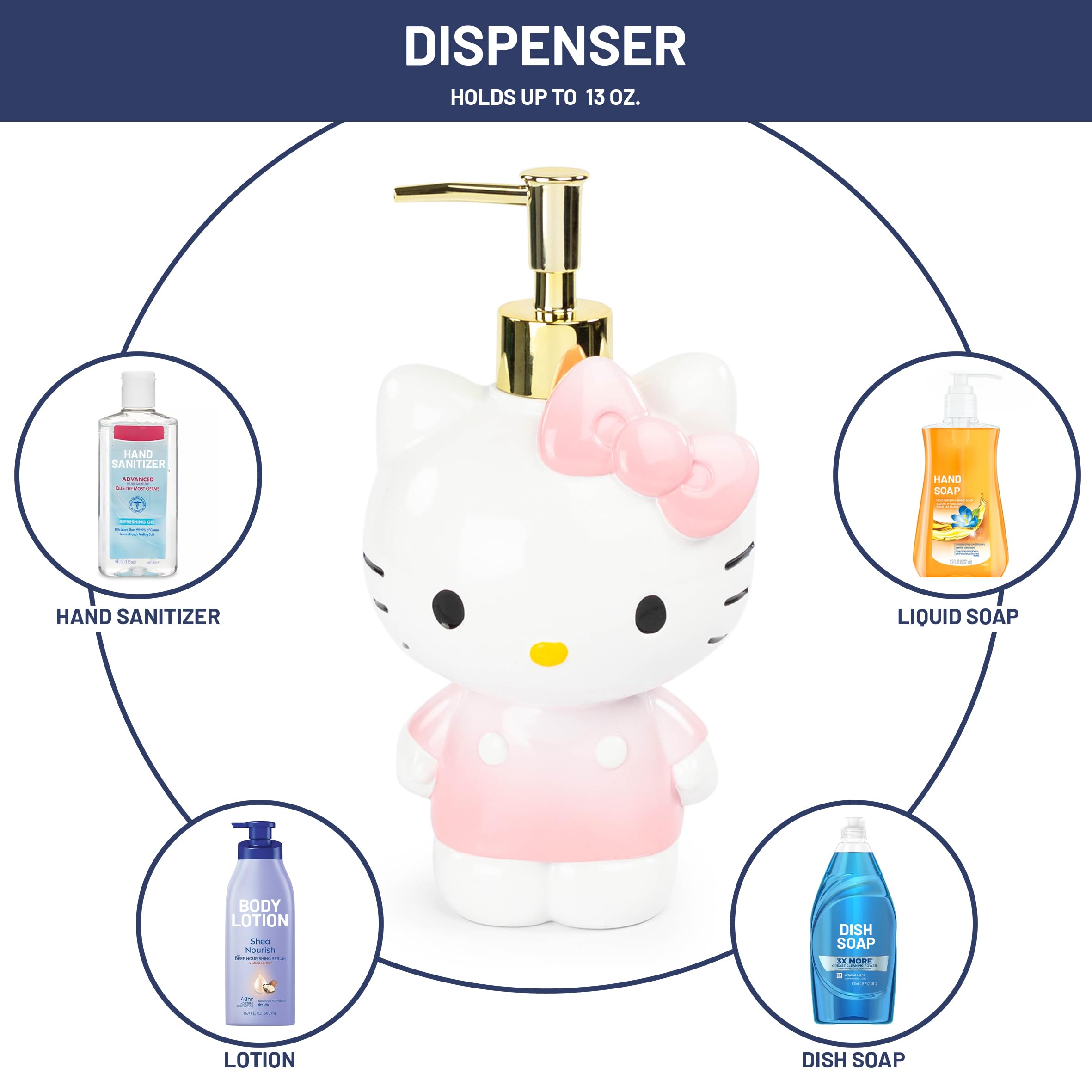 Hello Kitty Tumbler And Soap Dispenser Set - 2 Piece Pink Collection Includes Resin Lotion Pump And Tumbler Cup - Bathroom D  Co