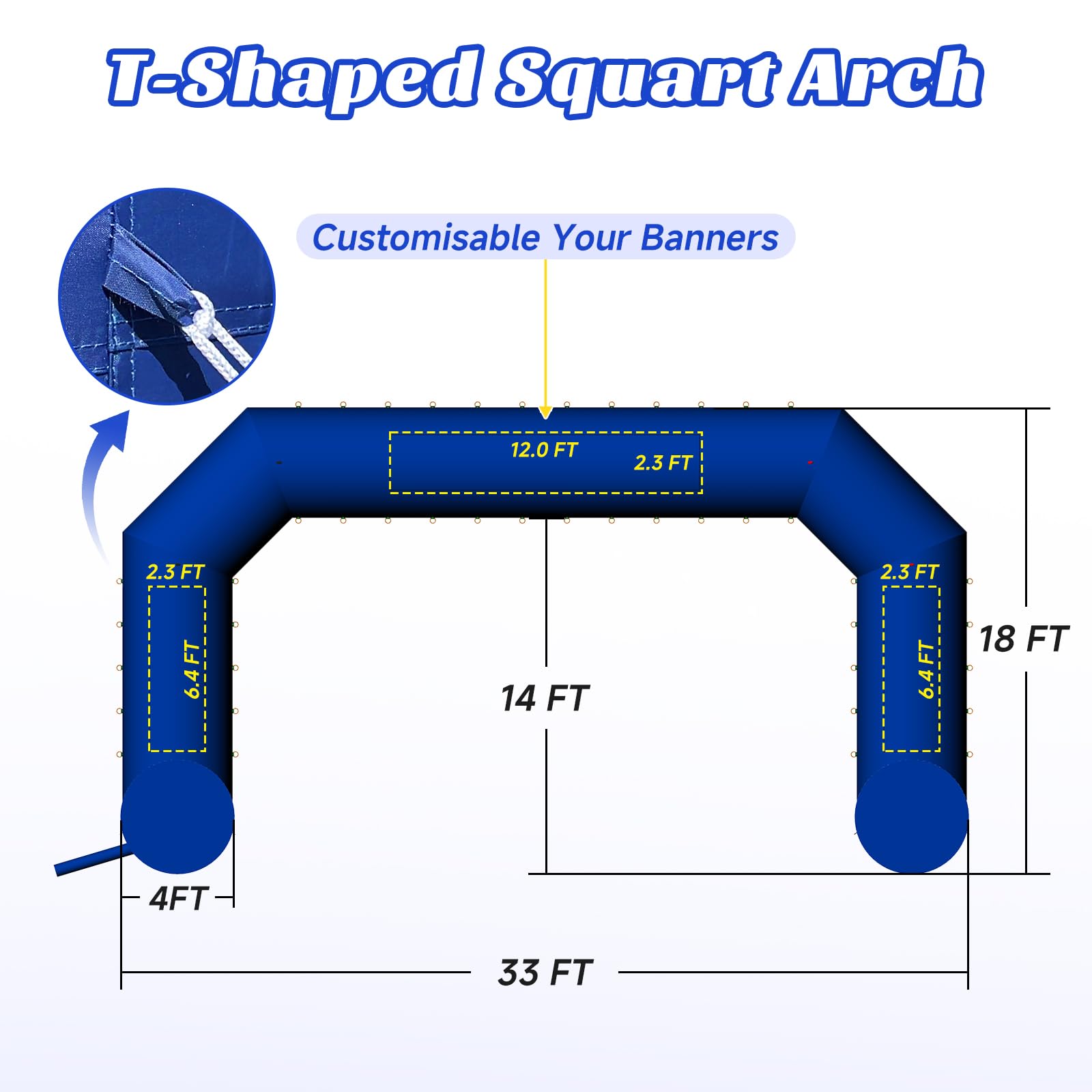 Cinnliy 33Ft Inflatable Archway,Blue Inflatable Start and Finish Arch Outdoor,Sport Blow up Arch Inflatable for Race Outdoor Spo