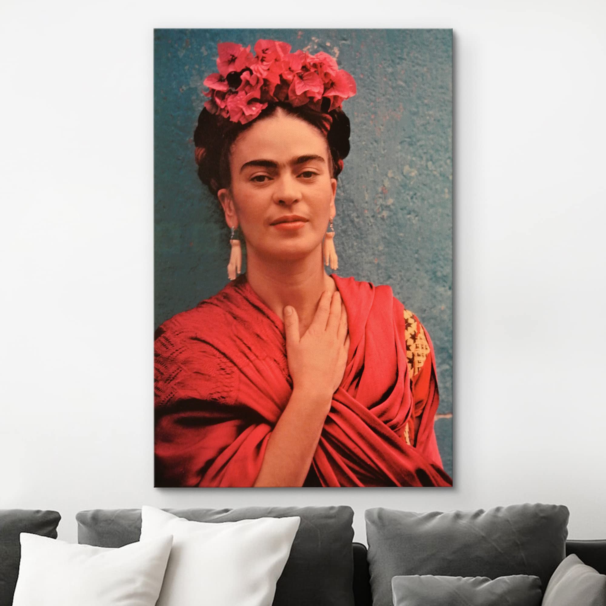 Wall26 Canvas Print Wall Art Mexican Master Artist Frida Kahlo In Flower Headpiece Historic Classic Photography Realism Traditio
