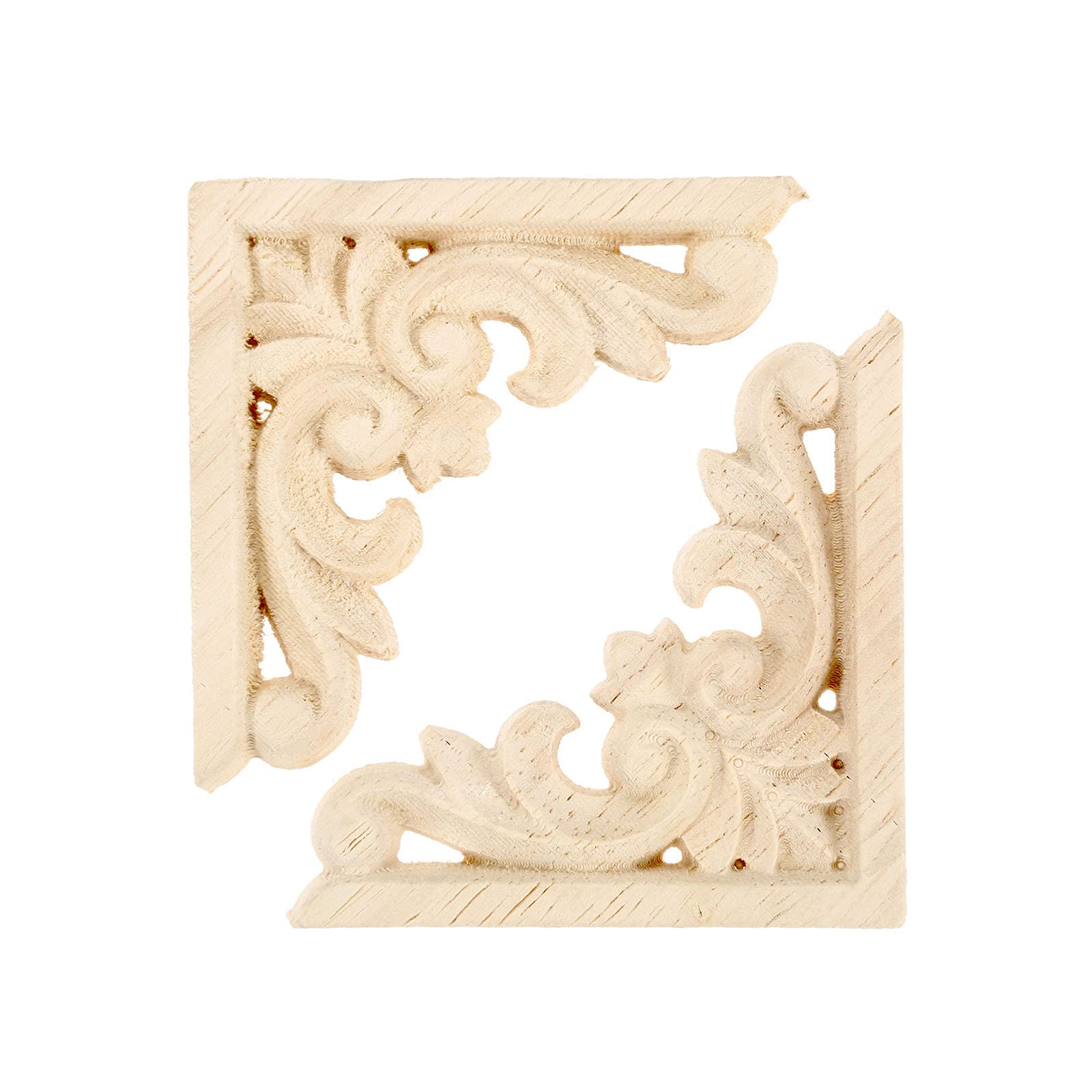 MUXSAM Furniture Applique  6x6cm/2.36''x2.36''  Wood Carved Corner Onlay Unpainted Frame Decal for Wall Cabinet Door Bed Dresser Mirror Decoration(4-Pack)
