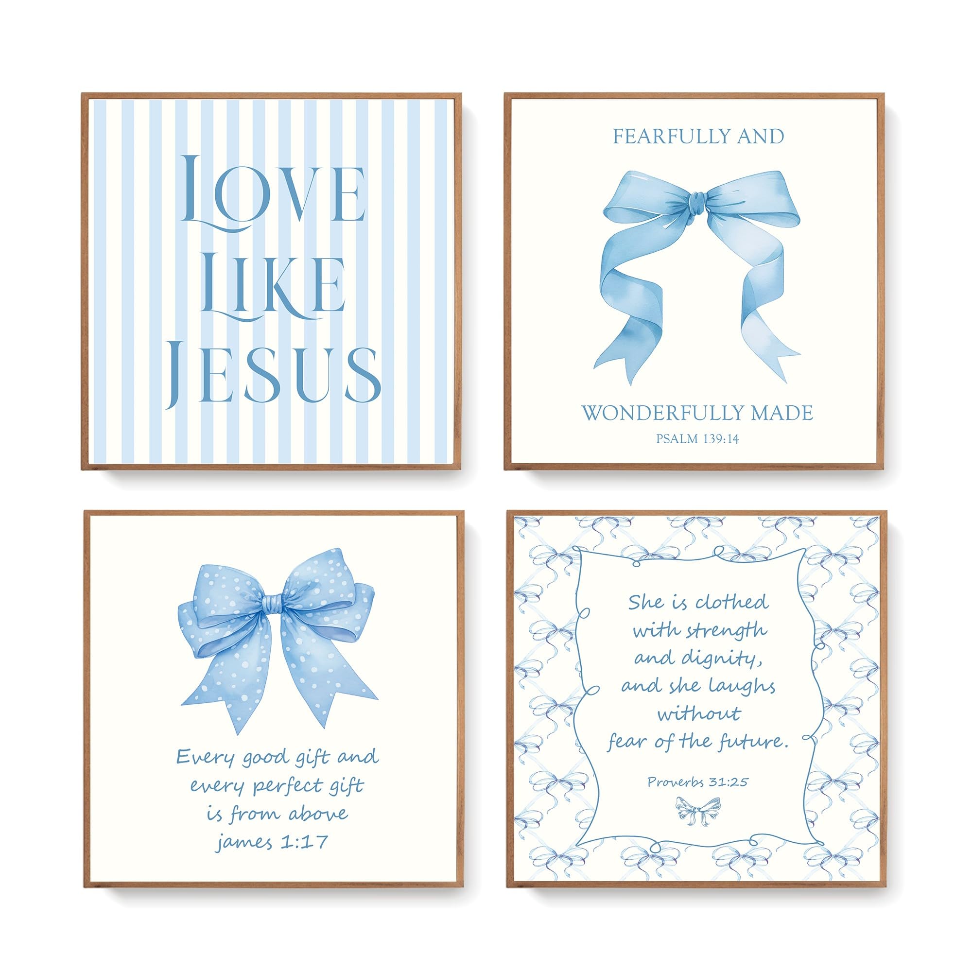 Lartsfro Coquette Blue Bow Jesus Wall Art Decor Posters, Light Blue Bow Room Bedroom Bathroom Wall Art Decor Aesthetic For Teen 
