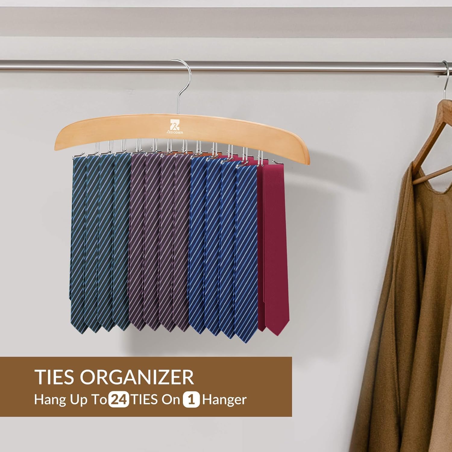 Zedodier Tank Top Hangers, 2 Pack Bra Organizer For Closet, 24 Storage Capacity, Non-Slip Hanging Tie Holder Closet Organizer An