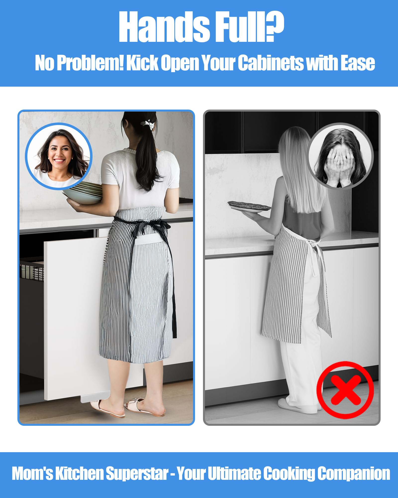 Cabinet Foot Pull For Trash Drawer, Trash Cabinet Foot Pull, Touchless Hands Free Design For Full Overlay Cabinet Door,White