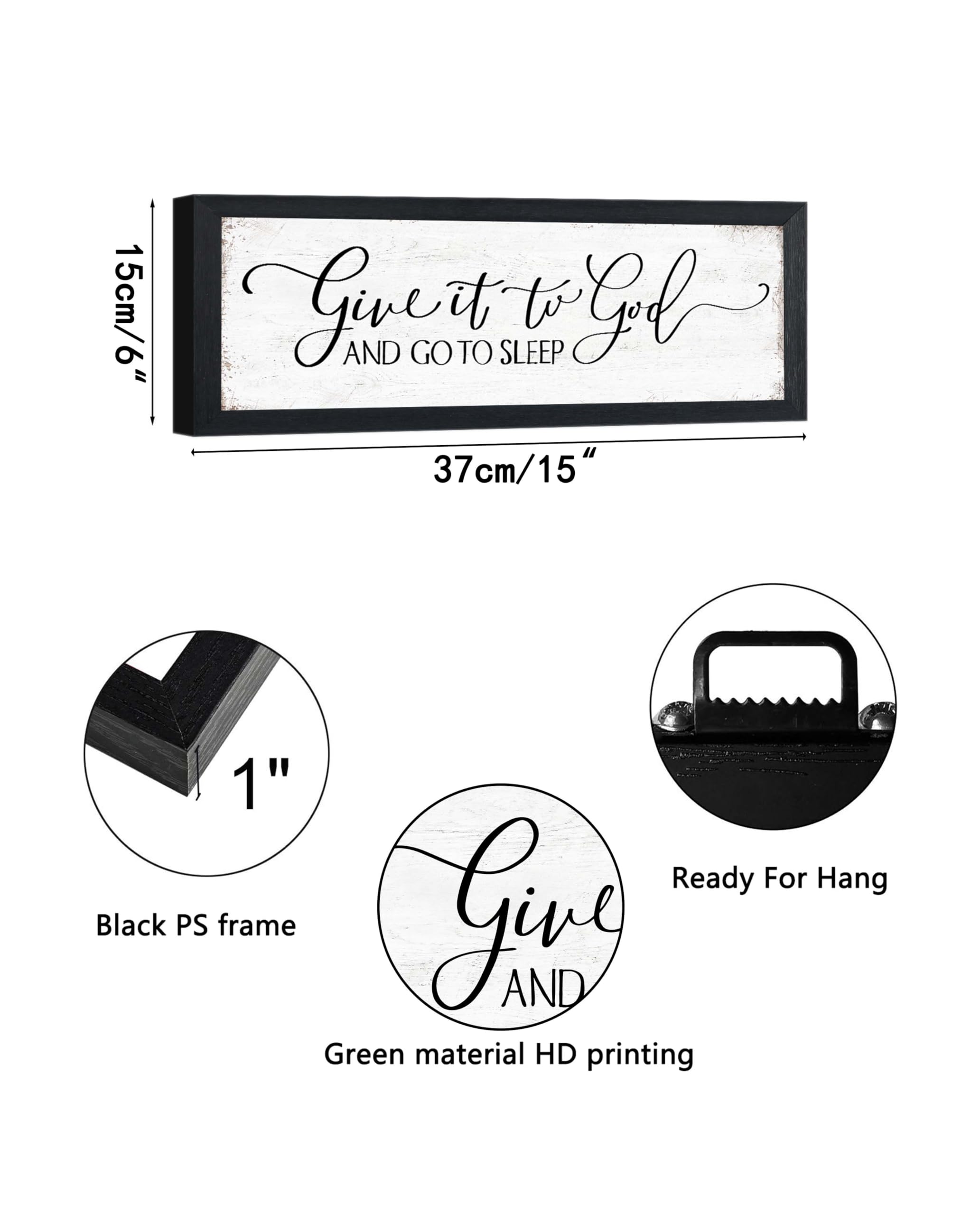 Give It To God And Go To Sleep Sign: Couples Bedroom Wall Decor Above Bed Framed Master Bedroom Signs Farmhouse Rustic Wall Art
