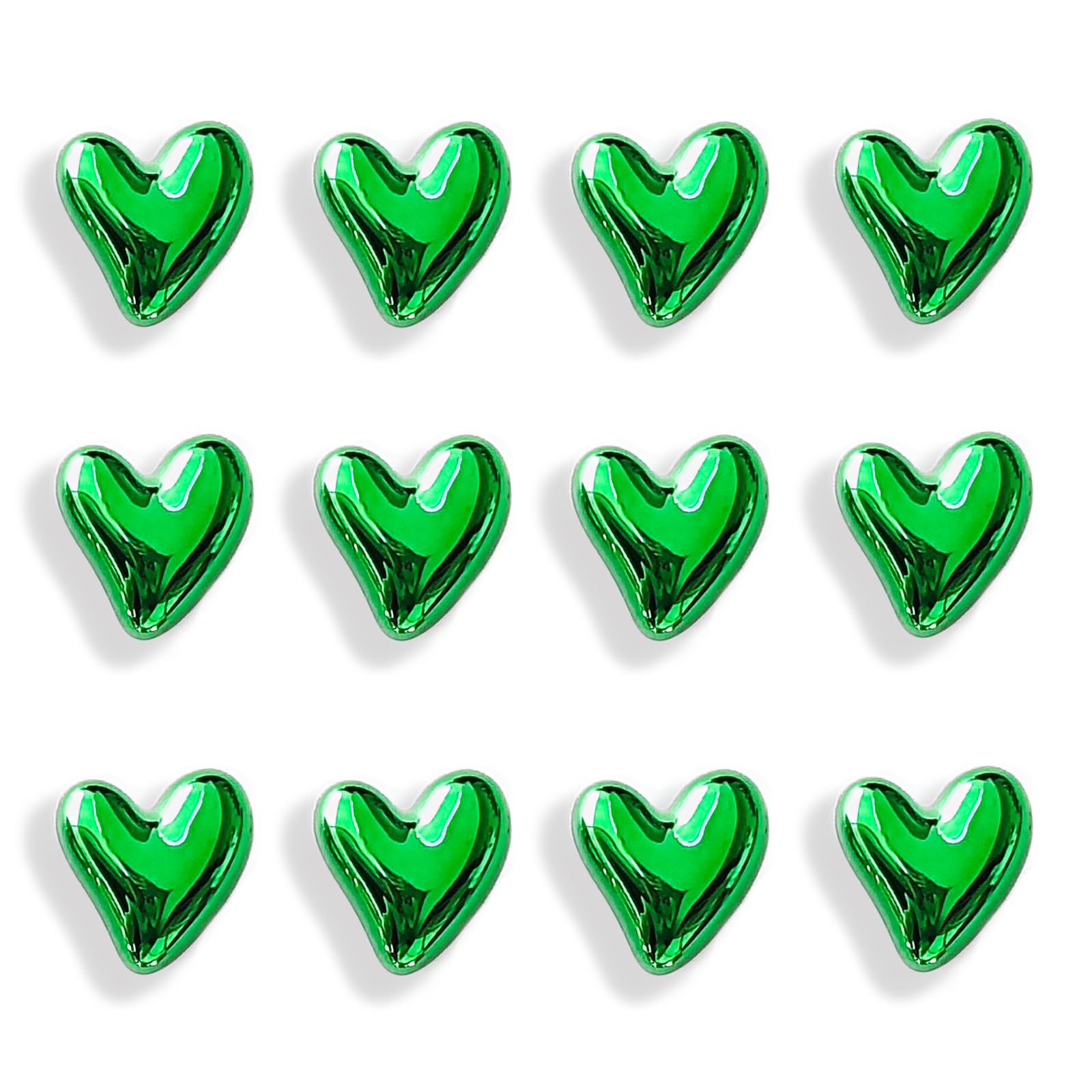 Janvelle 12PCS Green Fridge Magnets Cute Love Heart Magnets for Refrigerator 0.83inch Small Photos Decorative Magnet Set Home Ki