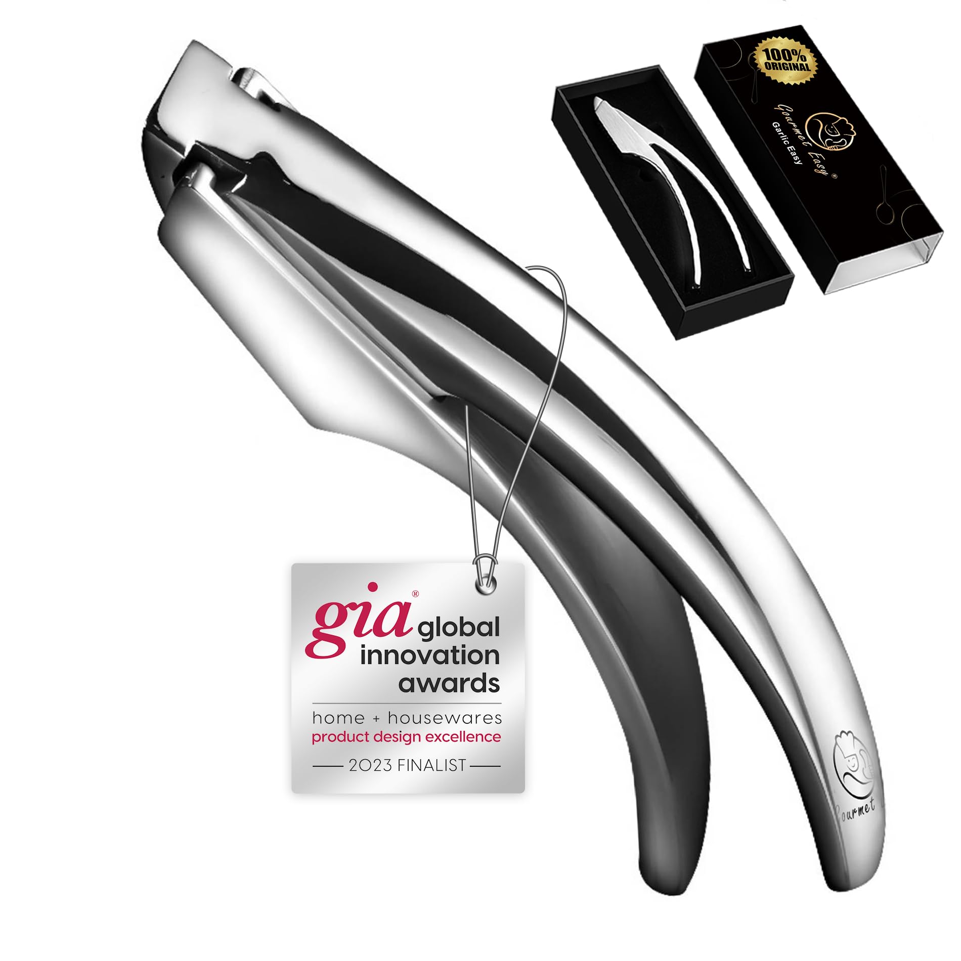 Garlic Press Stainless Steel, No Need to Peel Garlic Mincer Tool for Fine Garlic, Detachable for Easy Cleaning, Garlic Presser a