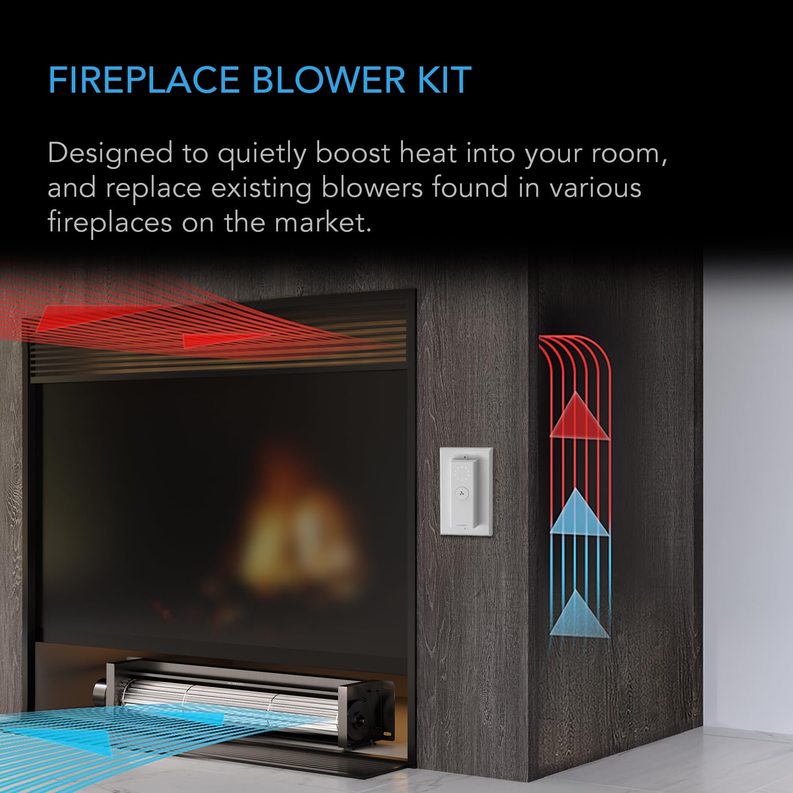 AC Infinity AIRBLAZE S12, Universal Fireplace Blower Fan Kit 12    with Wireless 10-Speed Controller, Compatible with Lennox, He