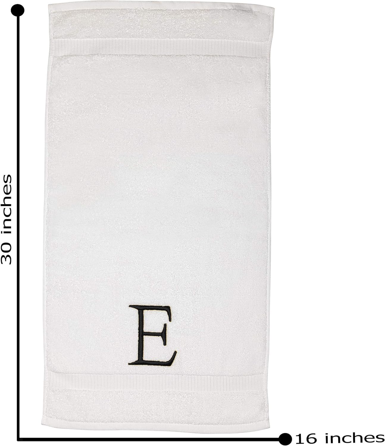 Black Monogram Hand Towel For Bathroom - Monogrammed Initial Hotel Quality Decorative Embroidered Luxury Towel For Powder Room,