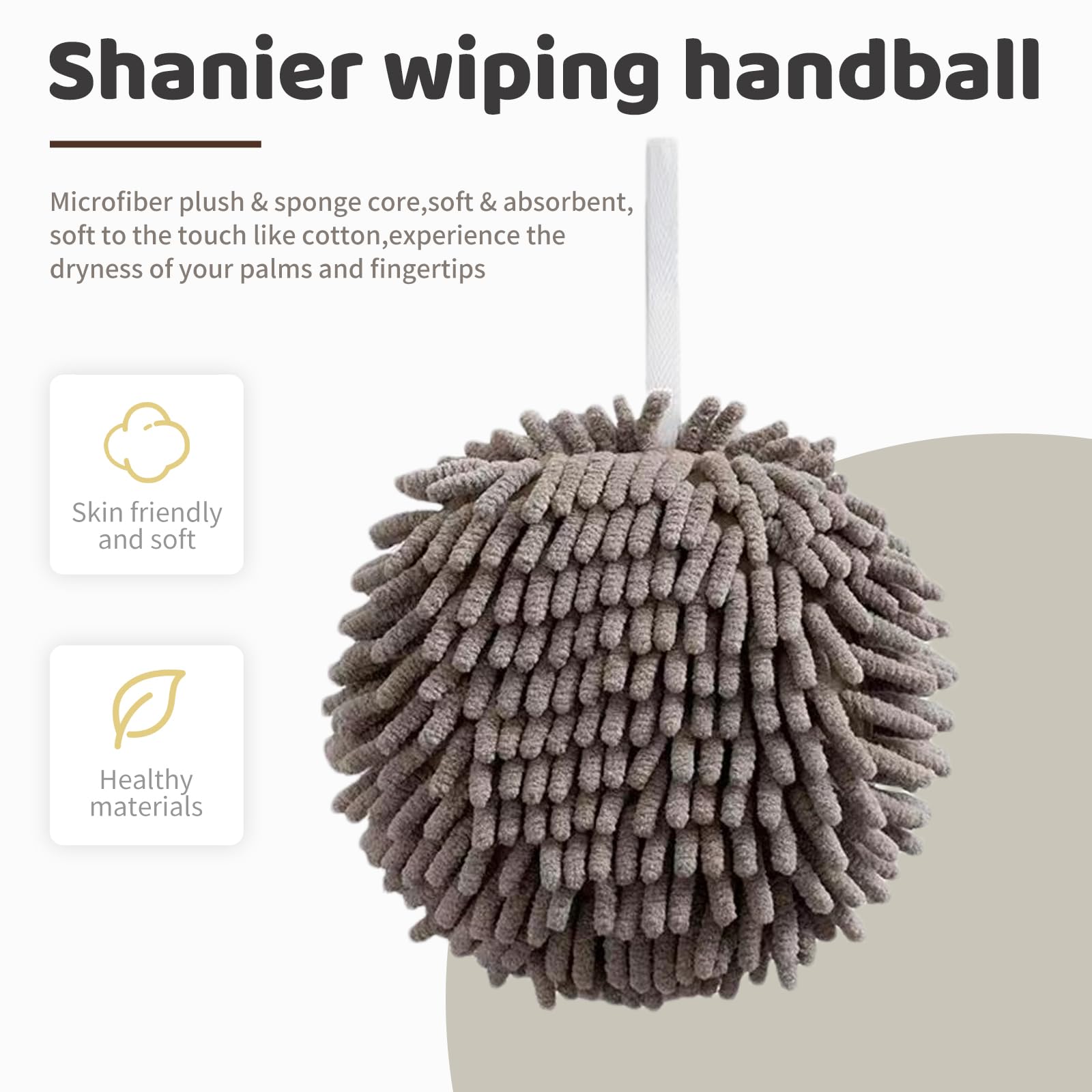 Xhmaxe 12-Pack Fuzzy Ball Hand Towel 7.1 Inch Soft Absorbent Microfiber Super Fluffy Chenille Ball Towels For Bathroom, Quick Dr