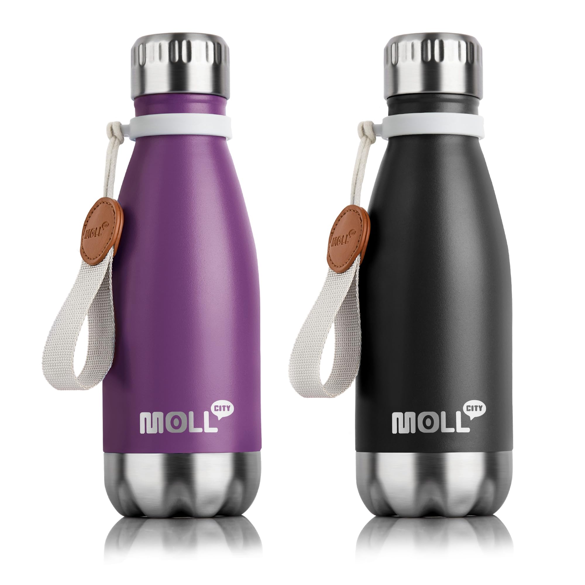 Mollcity kids Water Bottle-9 oz Stainless Steel Vacuum Insulated Water Bottle for School, Leak Proof Cola Shape Travel Small Wat