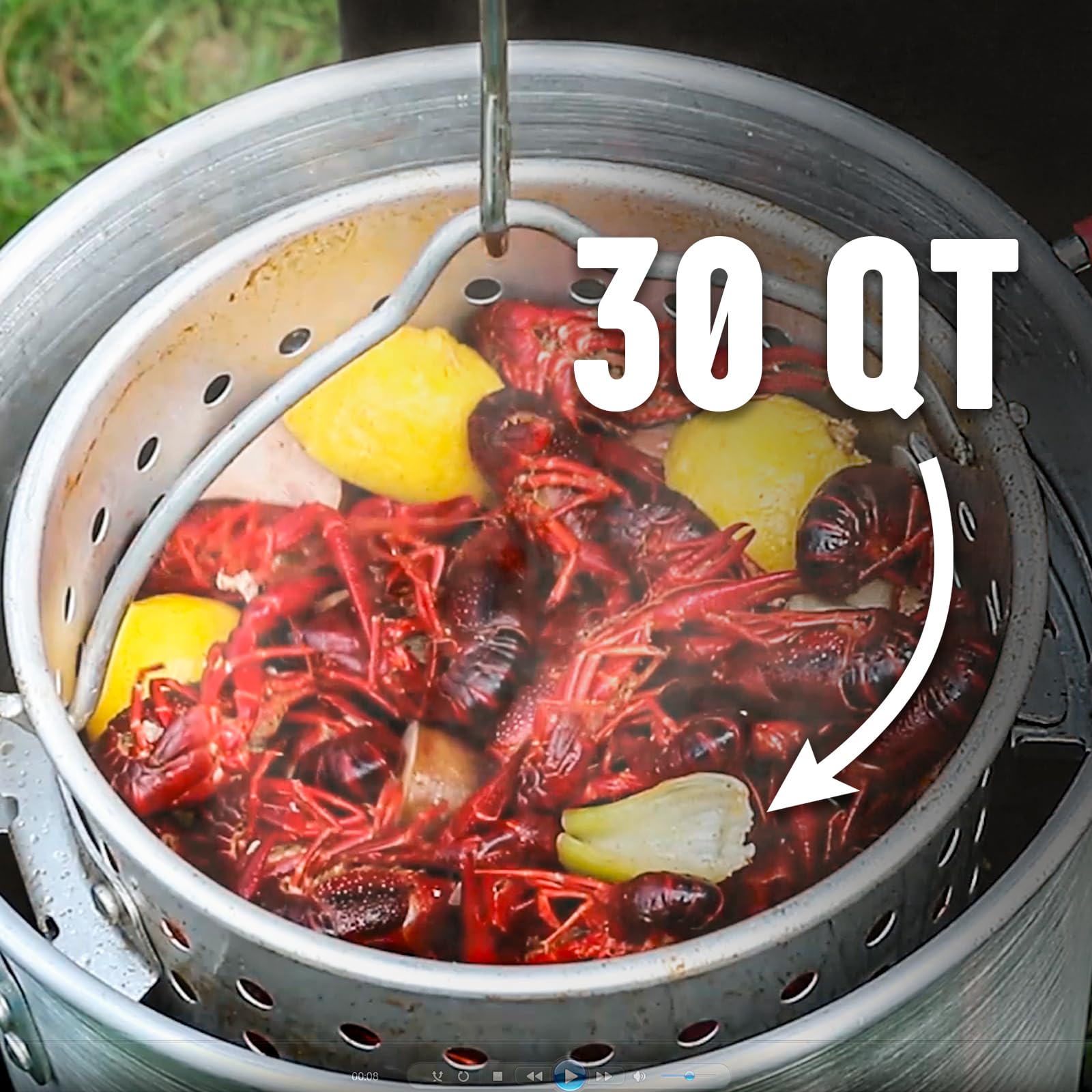 Feasto 30QT Turkey Fryer, Aluminum Deep Fryer & Seafood Crawfish Boiler Steamer with Basket, CSA Certified 50,000BTU for Outdoor