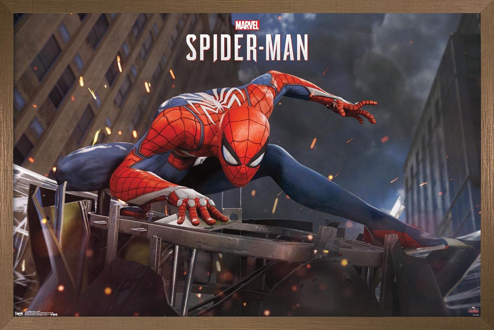 Trends International Marvel Comics - Spider-Man - Action Wall Poster, 22.375'' X 34'', Bronze Framed Version