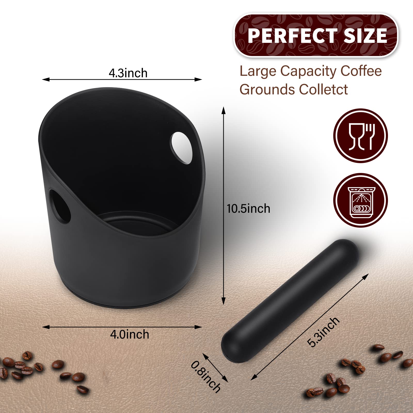 HOMEE Espresso Knock Box Coffee Grounds Container with Removable Knock Bar Espresso Dump Bin with Non-Slip Base Shock-Absorbent Espresso Accessories Durable Barista Tool for Coffee Bar Kitchen Counter
