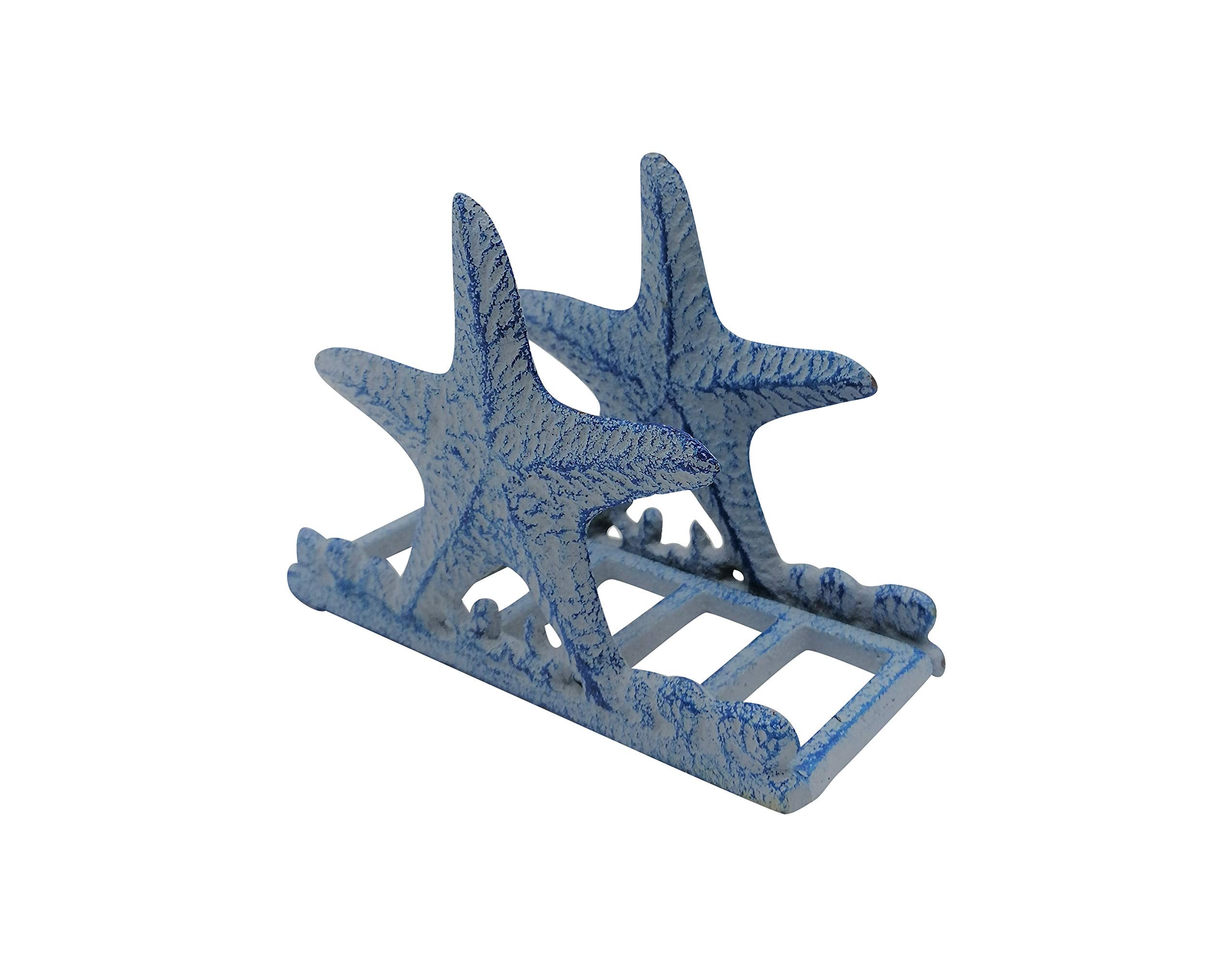Comfy Hour Under The Sea Collection Cast Iron Starfish Napkin Holder, Kitchen, Table, Desk Uses, Blue