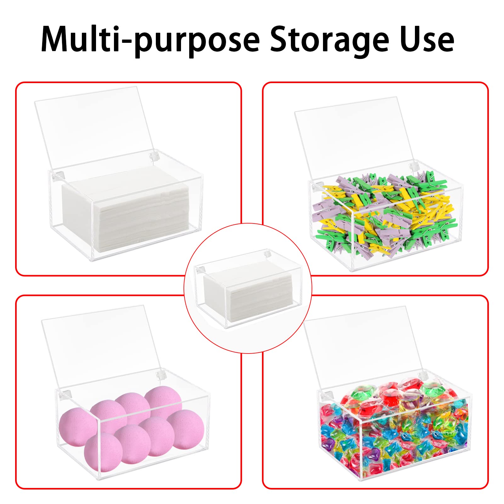 Watpot Acrylic Laundry Dryer Sheet Holder, Clear Dryer Sheets Container With Lid For Laundry Room, Clear