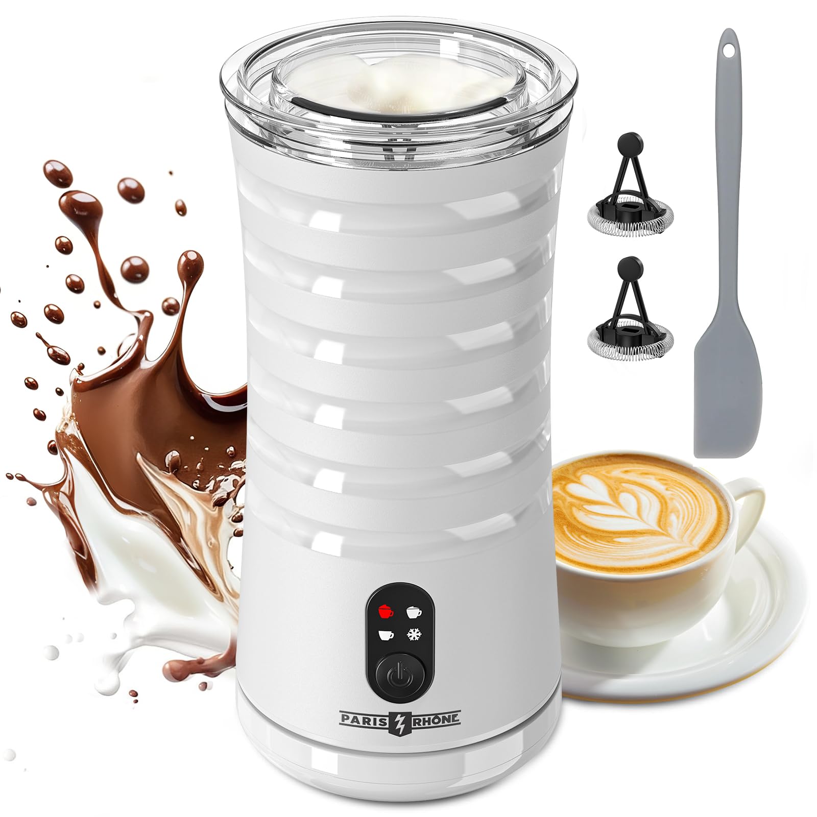 Milk Frother, Paris Rhne 4-in-1 Milk Steamer and Frother, Hot & Cold Foam Milk Warmer with Temperature Control, Auto Shut-Off Fr