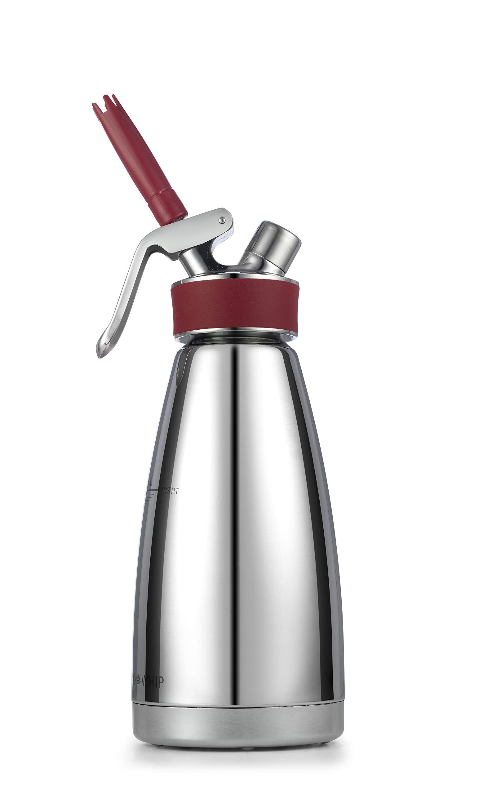 Isi Thermo Whip Multifunctional Creamfood Whipper For All Thermal Insulated Applications, 1 Pint, Polished Stainlessred