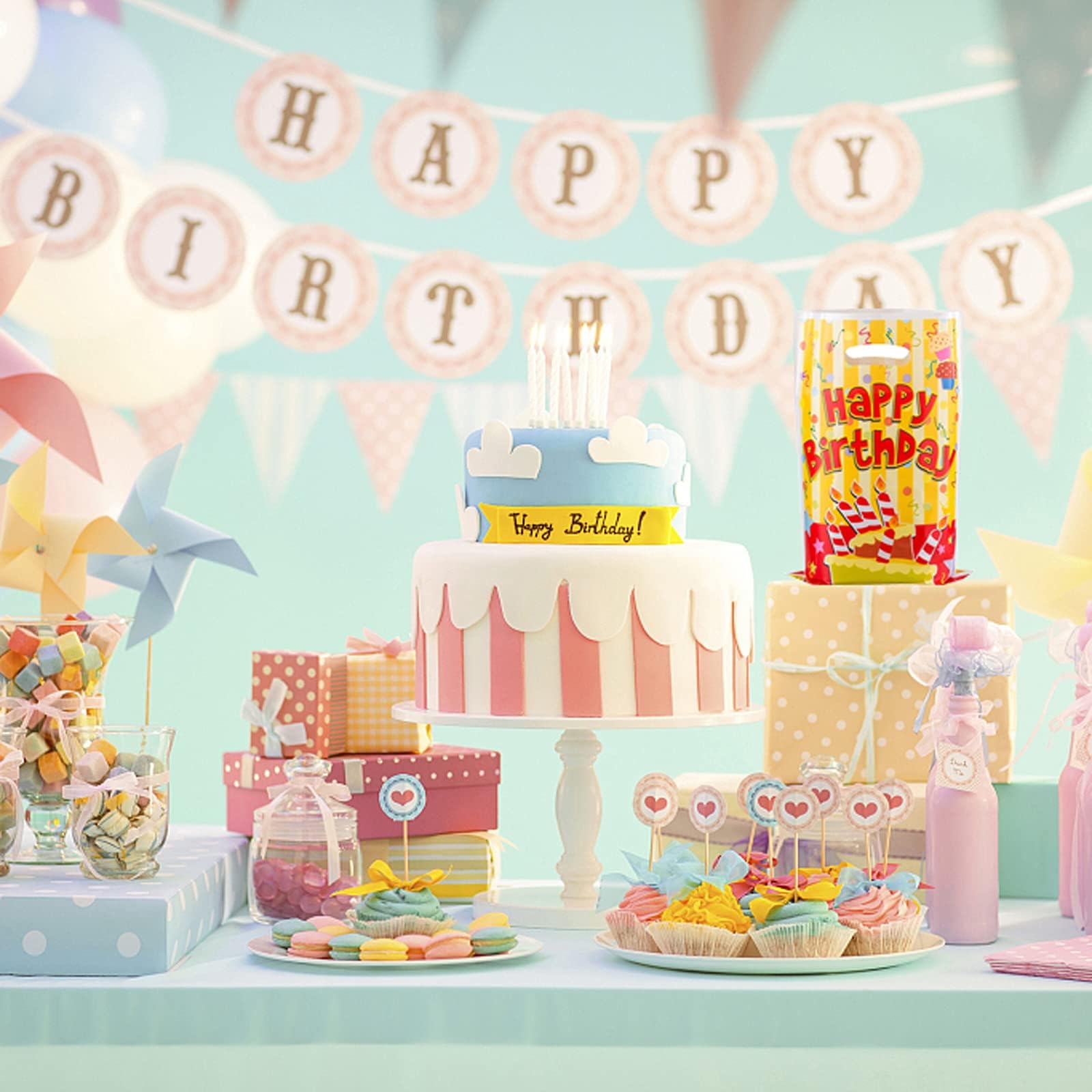 saizone 25 Pcs Kids Party Favors Bags  Birthday goodie candy Bags  Party goody Favor Bags for Kids Birthday  Bolsitas Bolsas para Dulces de cumpleaAos  Loot Bags for Kids Birthday Party