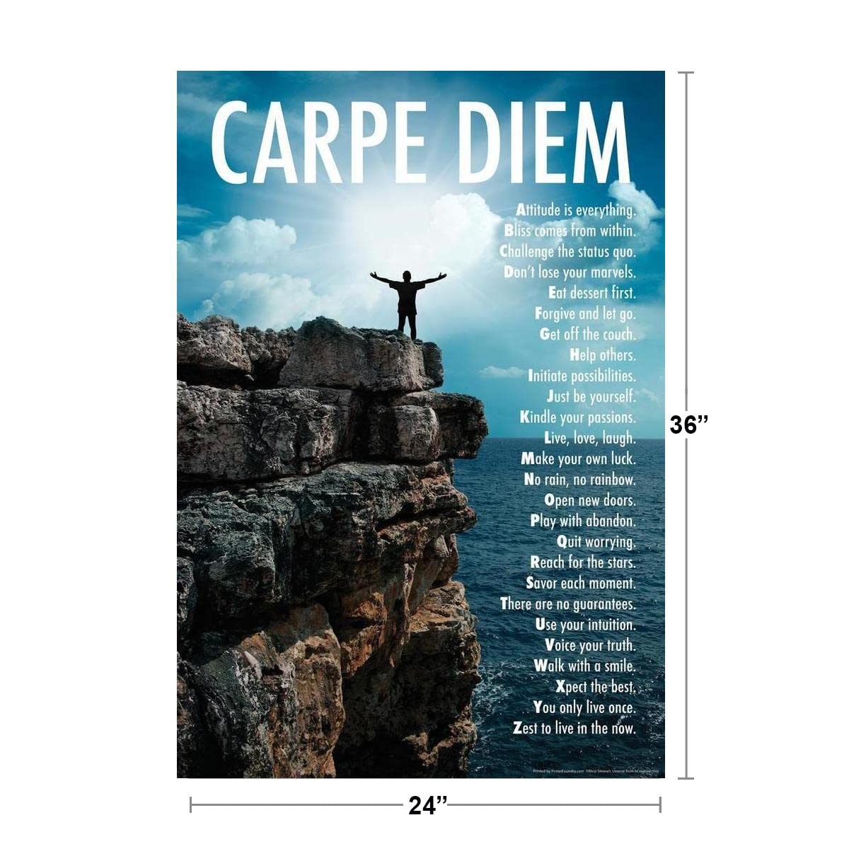 Carpe Diem Az Mountaintop Motivational Cool Wall Art Print Poster 24X36