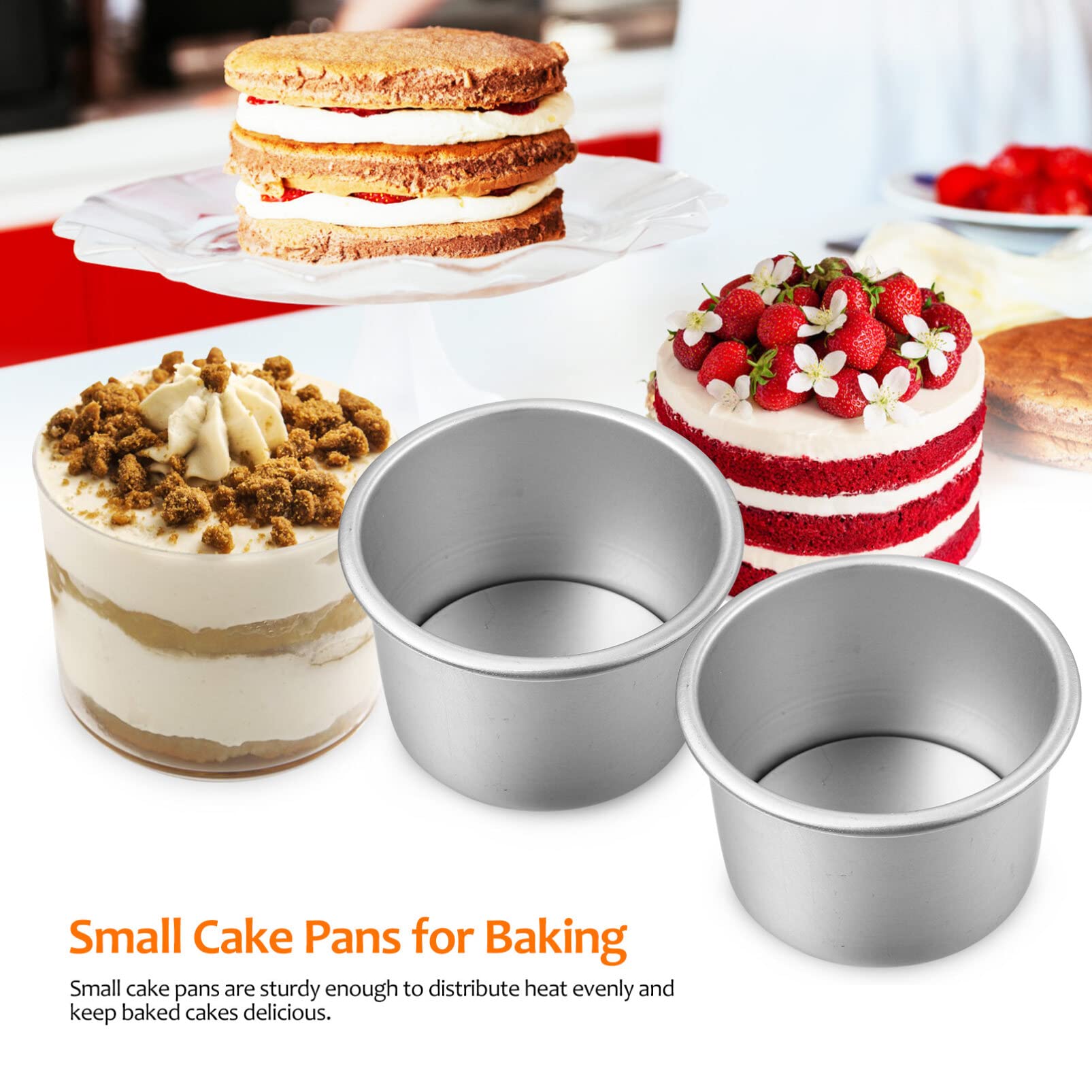 Upkoch Cheesecake Pans 12 Pcs Round Cake Pans With Removable Bottom Non-Stick Cheesecake Pan Aluminum Cake Mold Baking Pan Small