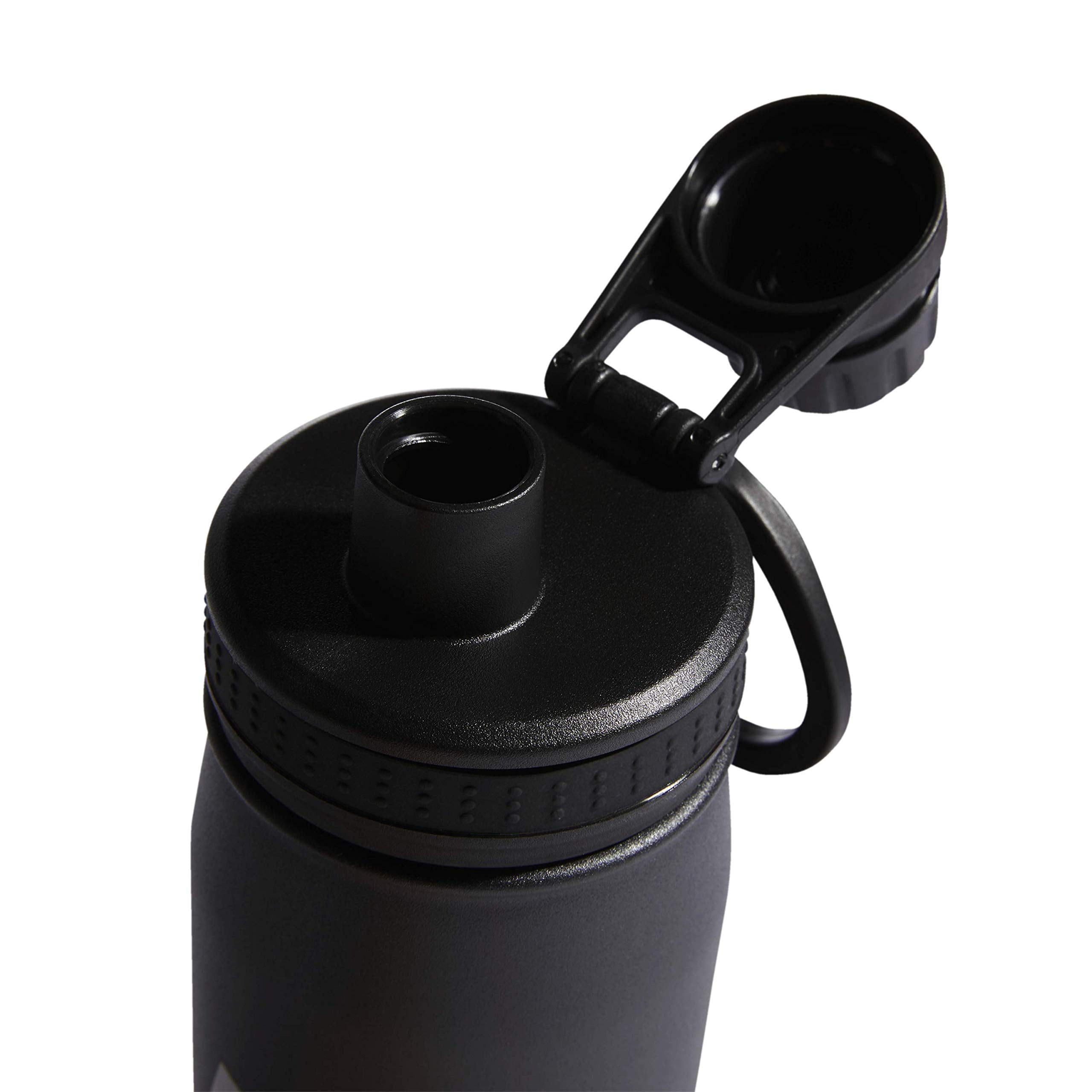 Adidas 600 Ml (20 Oz) Water Bottle, Hot/Cold Double-Walled Insulated 18/8 Stainless Steel, Black/Silver Metallic, One Size